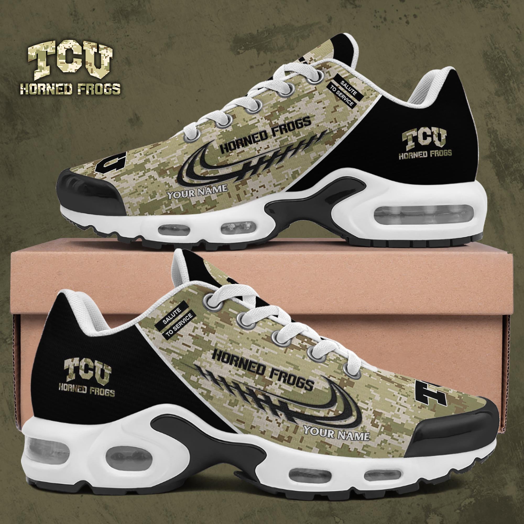 TCU Horned Frogs TN Shoes 2025 Version Custom Name, Camouflage Shoes, Gifts For Football Lovers