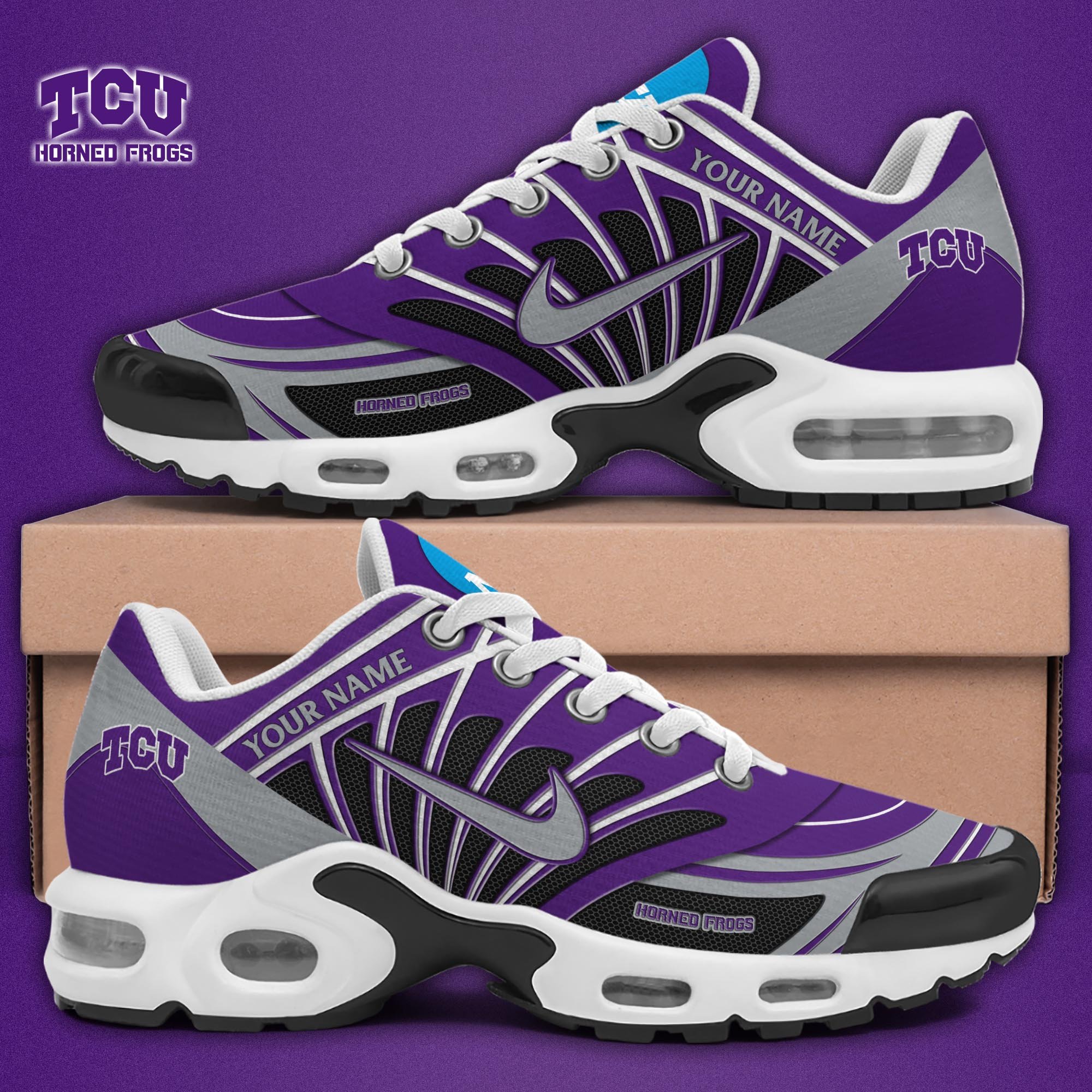 TCU Horned Frogs TN Shoes 2025 Version Custom Name, Sport Shoes For Fan, Fan Gifts