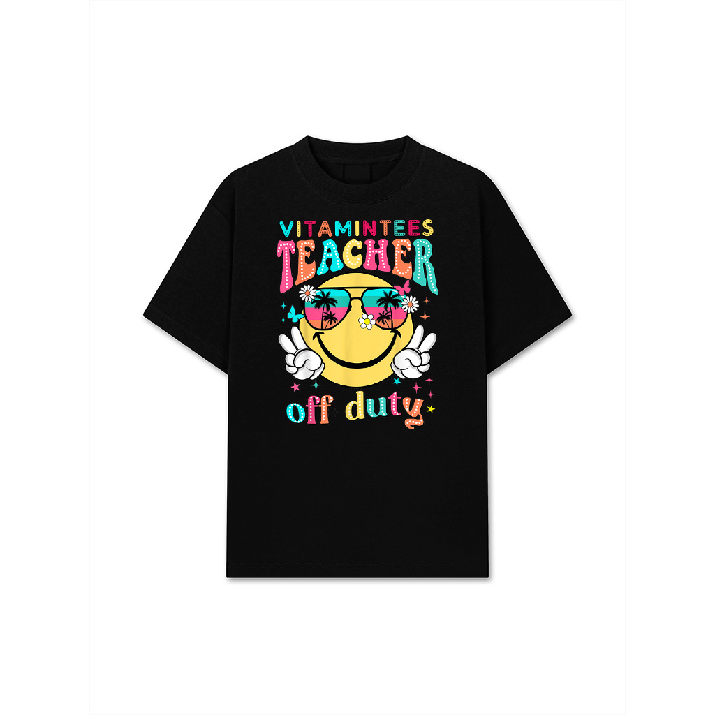 Teacher Off Duty Retro Smile Last Day Of School Summer T-Shirt