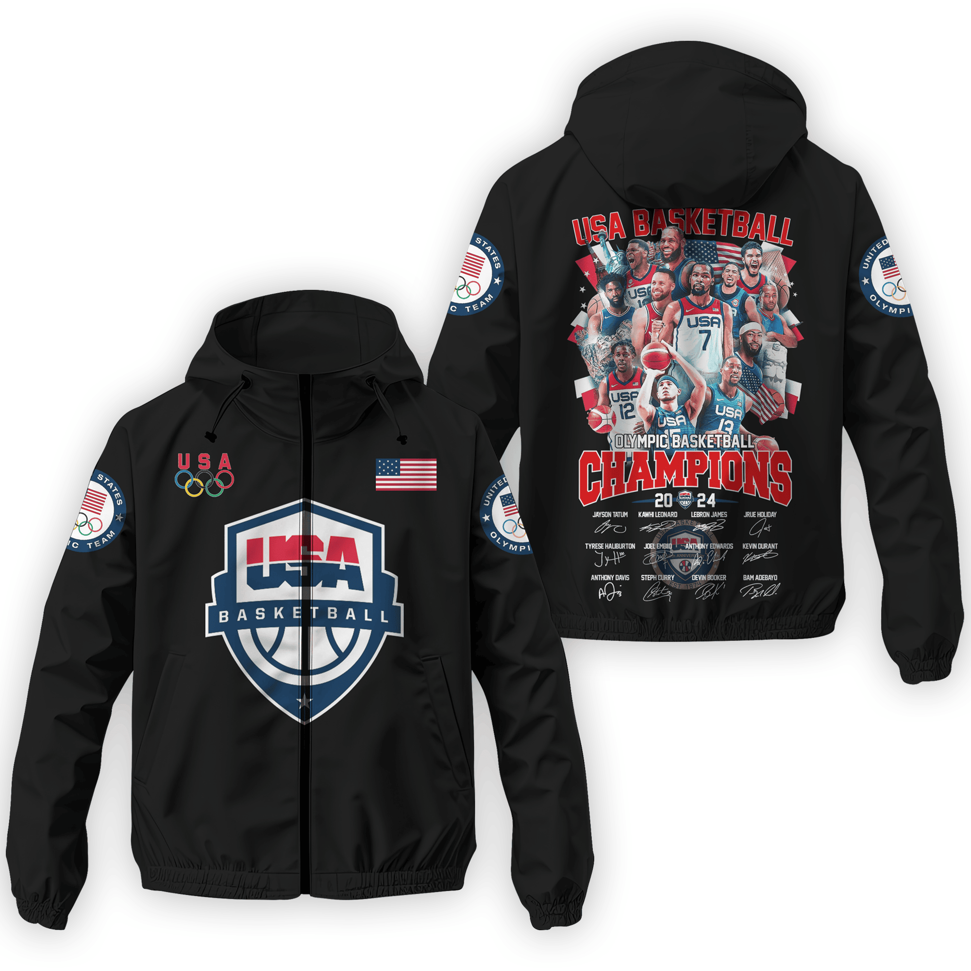 Team USA Men Basketball Olympic 2024 Olympic Style Windbreaker Jacket