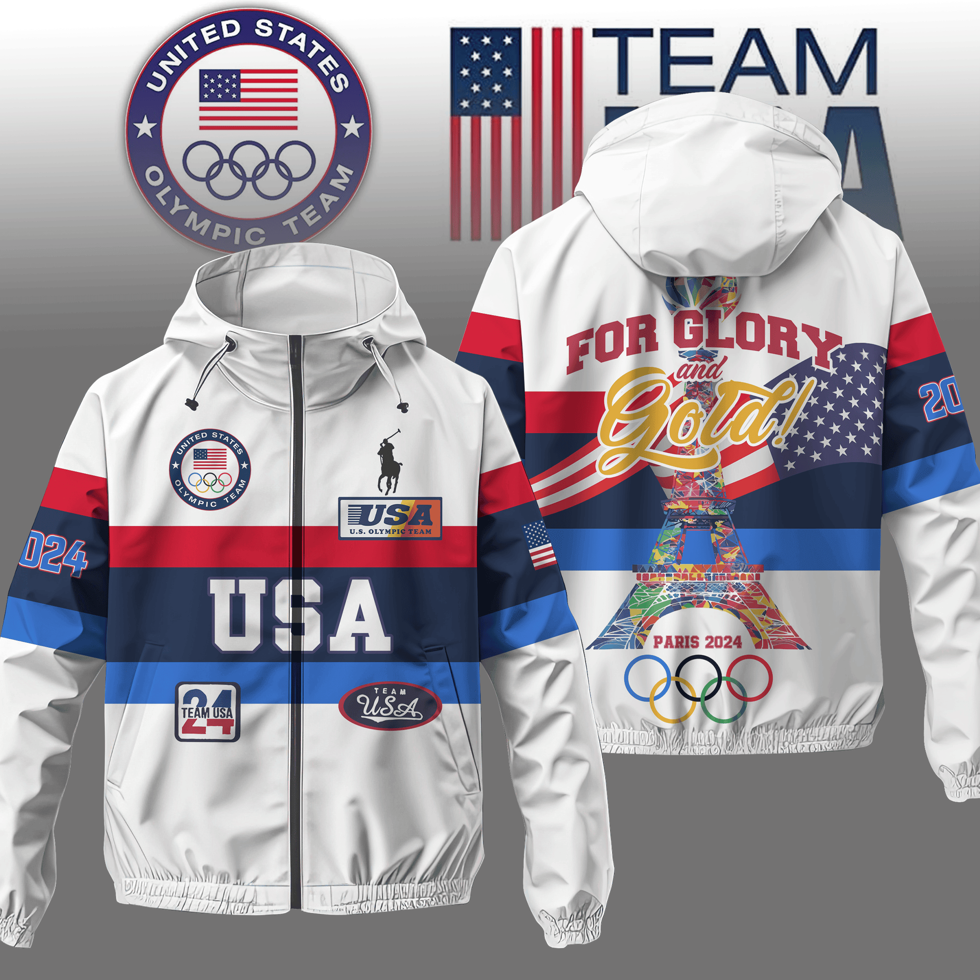 Team USA Olympic 2024 Olympic Style Windbreaker Jacket