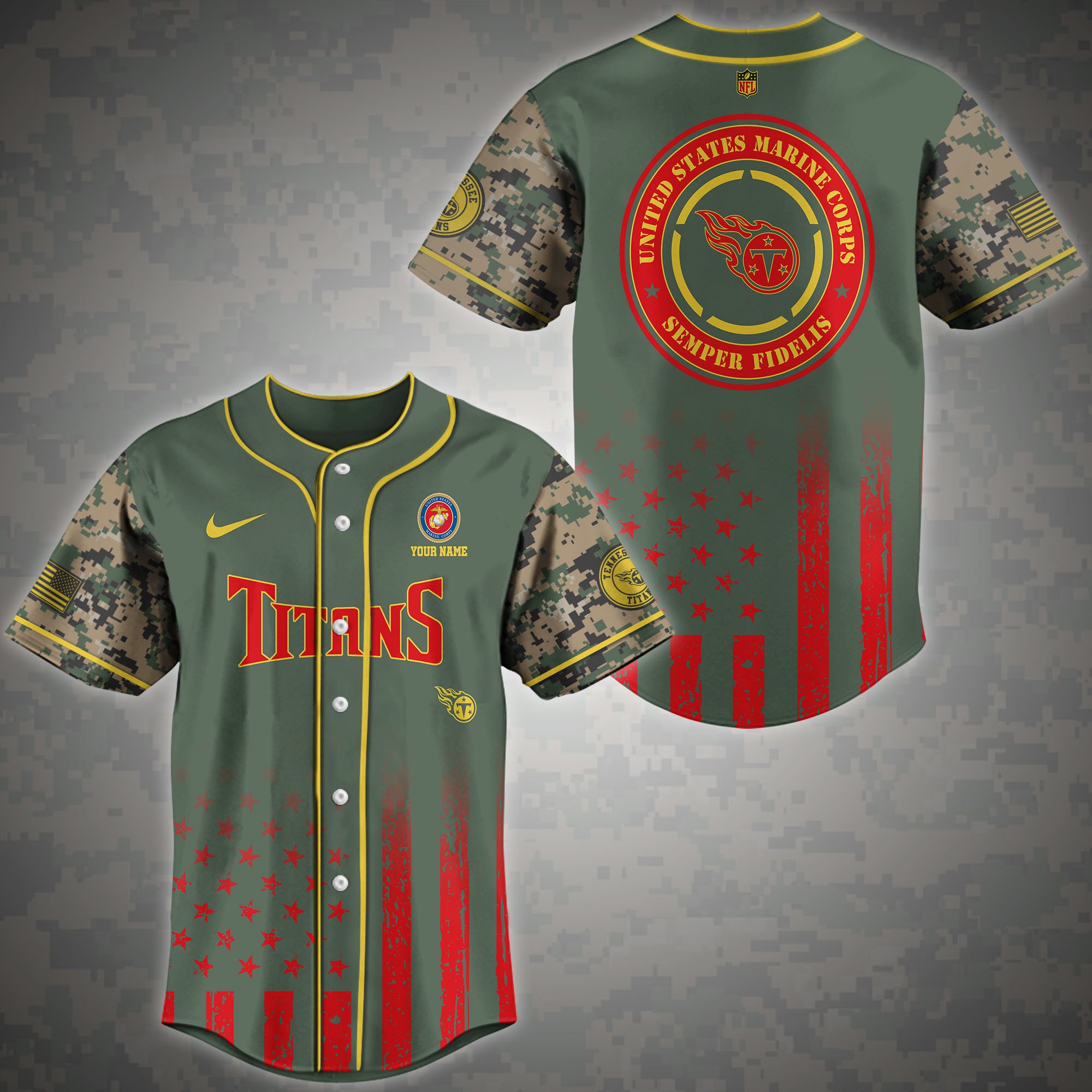Tennessee Titans Baseball Shirt Custom Name, Sport Team And Marines Shirt, Gifts For Fan