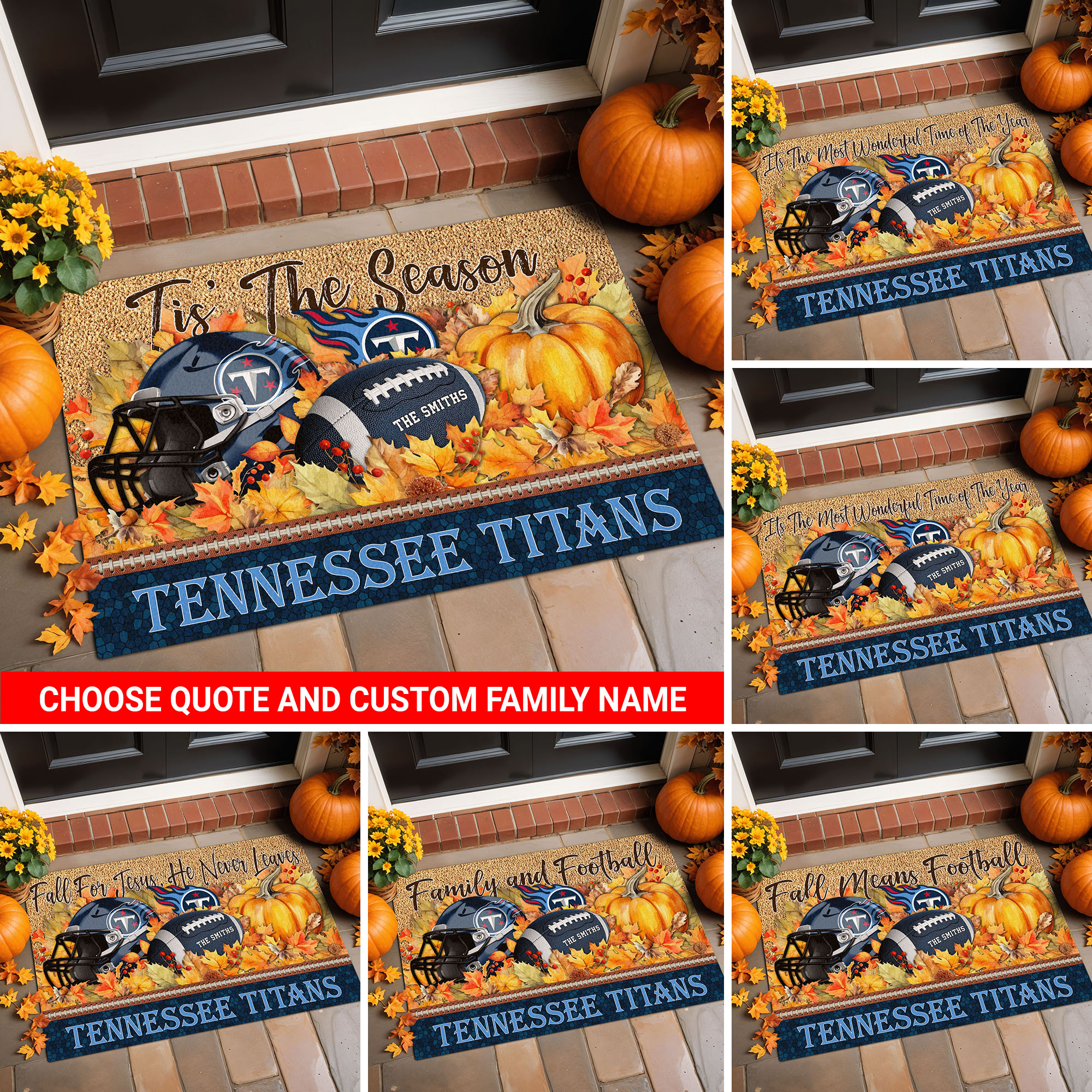 Tennessee Titans Doormat Custom Your Family Name And Choose Your Quotes, Sport Doormat, Sport Gifts For Fan