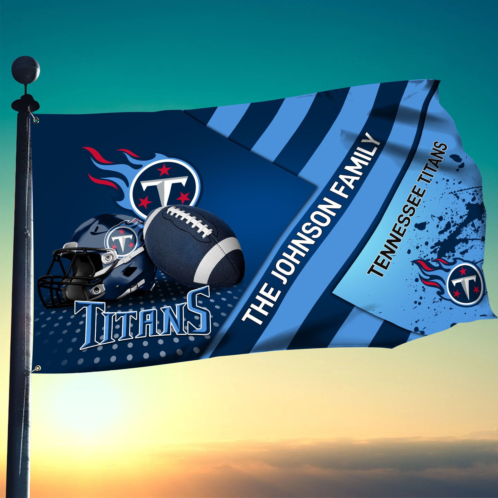 Tennessee Titans Flag 3X5ft 4X6ft Custom Your Family Name, Sport Team Flag, Sport Gifts