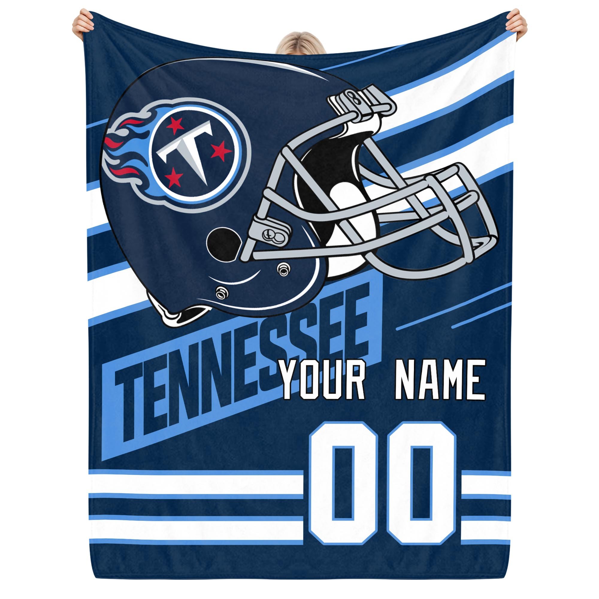 Tennessee Titans Fleece Blanket Custom Name And Number, Sport Blanket For Fans