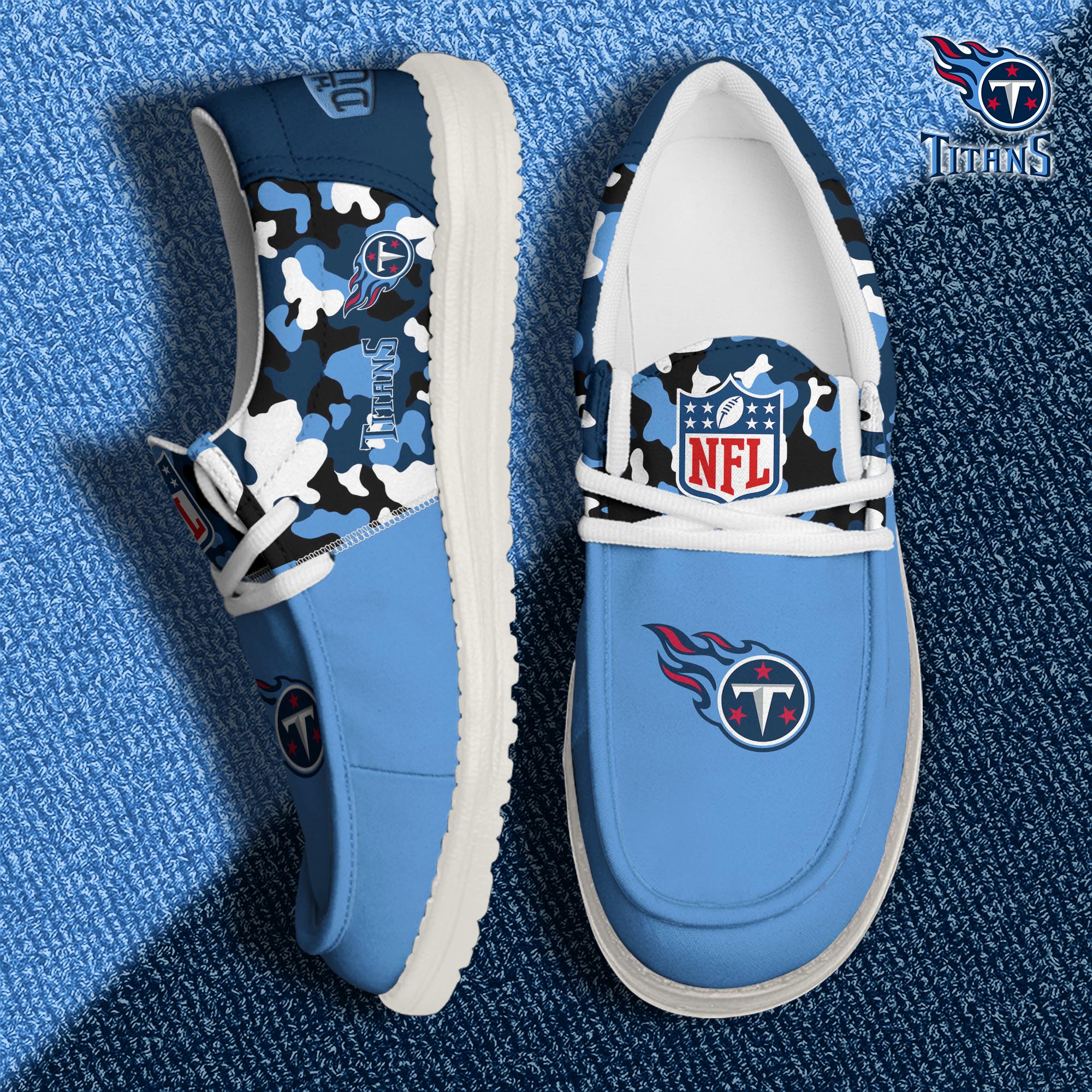 Tennessee Titans Football Hey Dude Canvas Loafer Shoes Custom Your Name, Sport Shoes For Fan, Fan Gifts