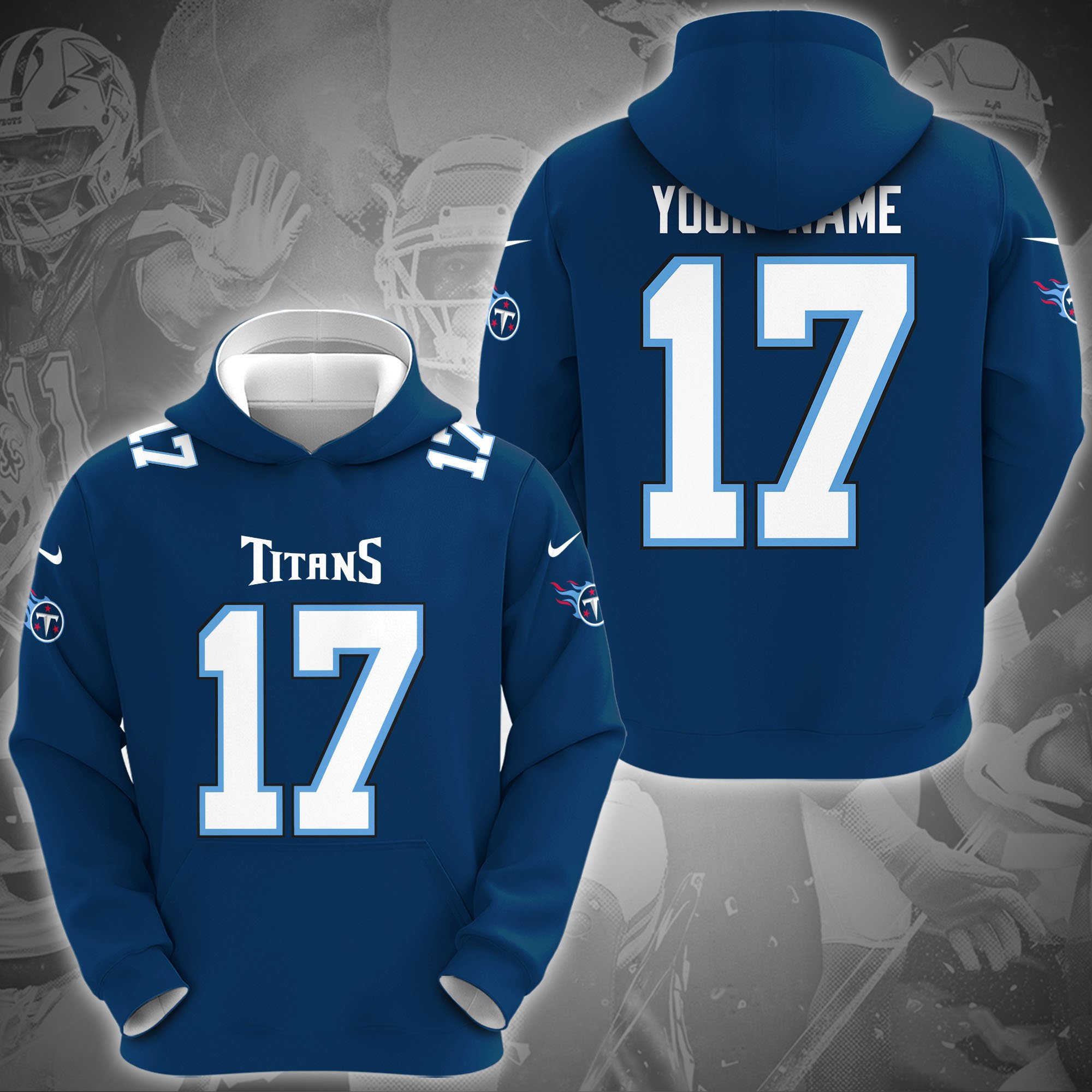 Tennessee Titans Hoodie Custom Name And Number, Sport Gifts For Fans