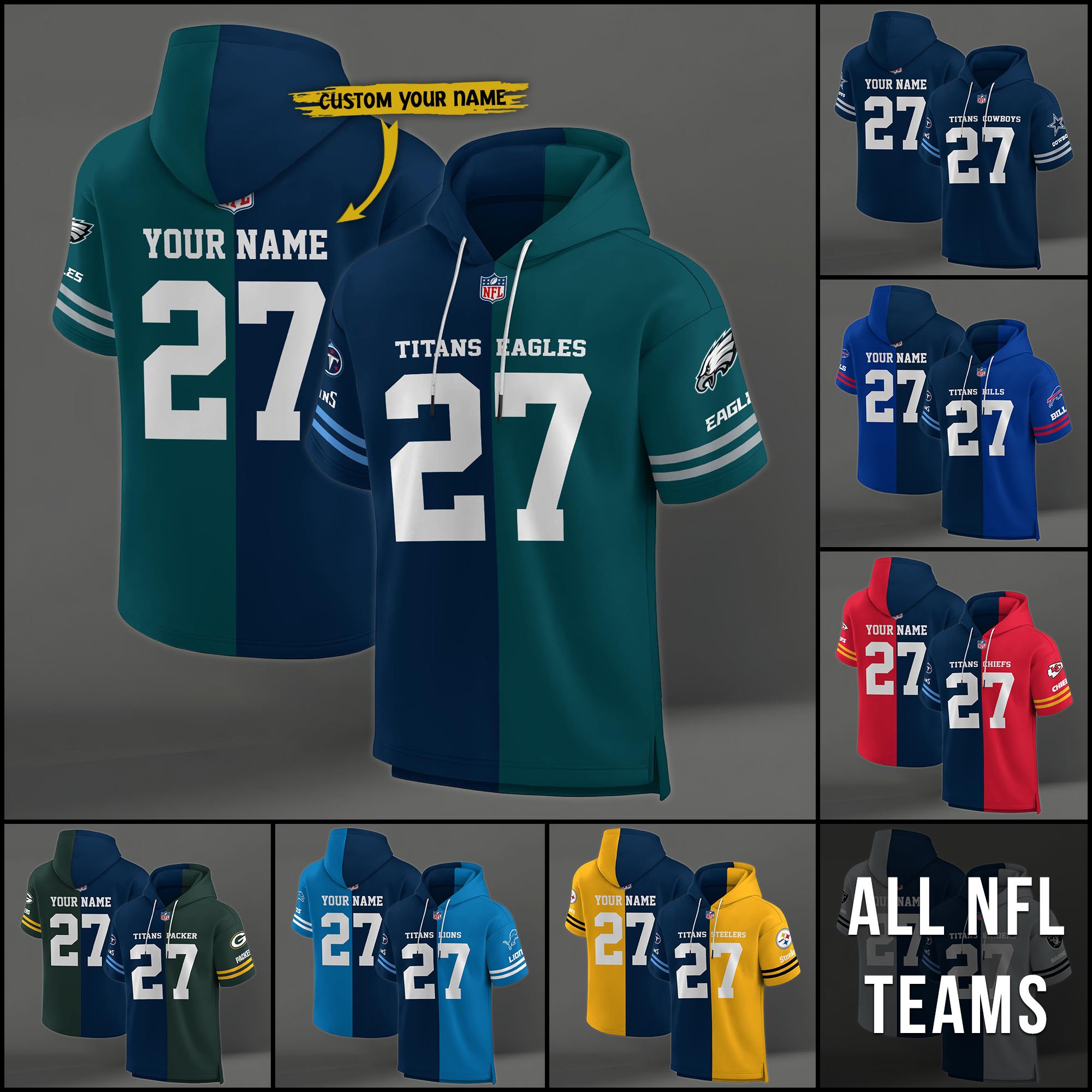 Tennessee Titans House Divided Hoodie Custom Name, Number And Team, Hoodie For Football Fans