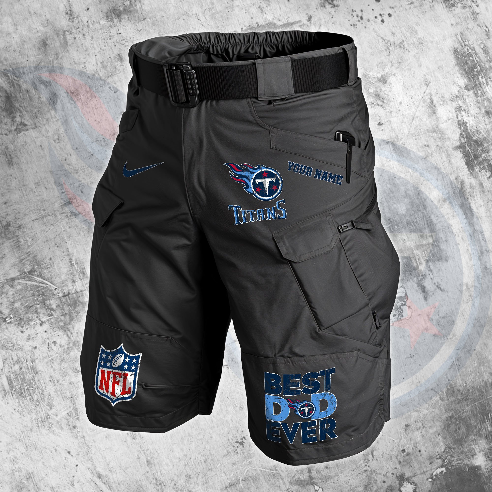 Tennessee Titans Men Cargo Shorts Custom Your Name, Football Lovers Clothings, Fathers Day Gifts 