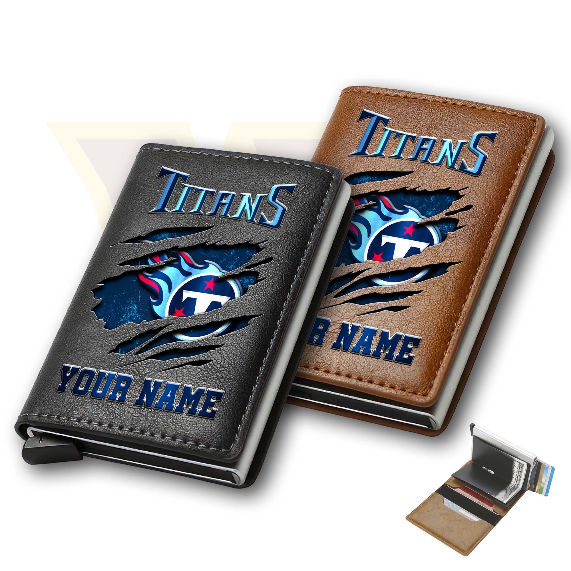 Tennessee Titans Men Wallet Custom Your Name, Football Team Men Wallet For Fans, Gifts For Football Lovers