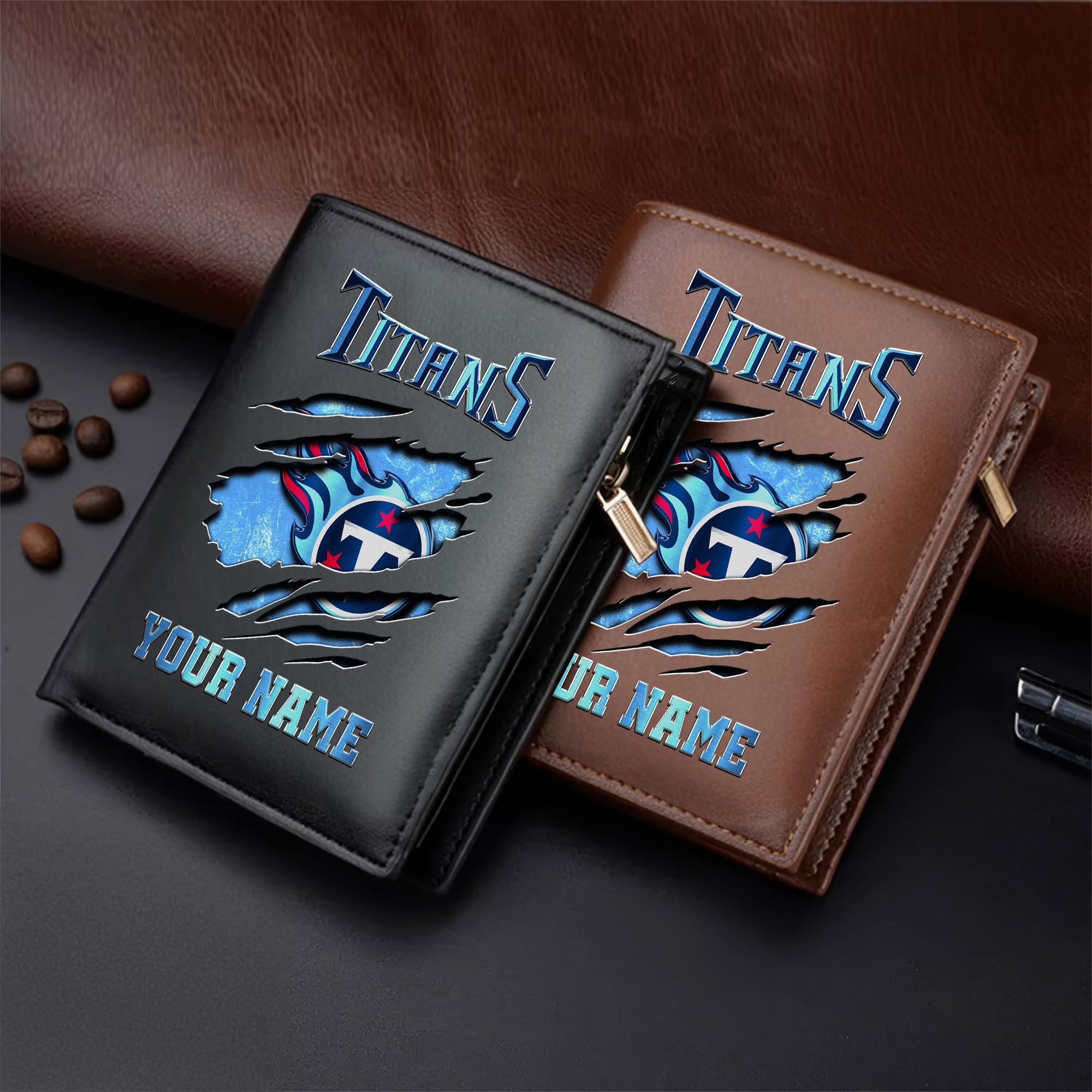 Tennessee Titans Men Wallet Custom Your Name, Football Team Men Wallet For Fans, Gifts For Football Lovers