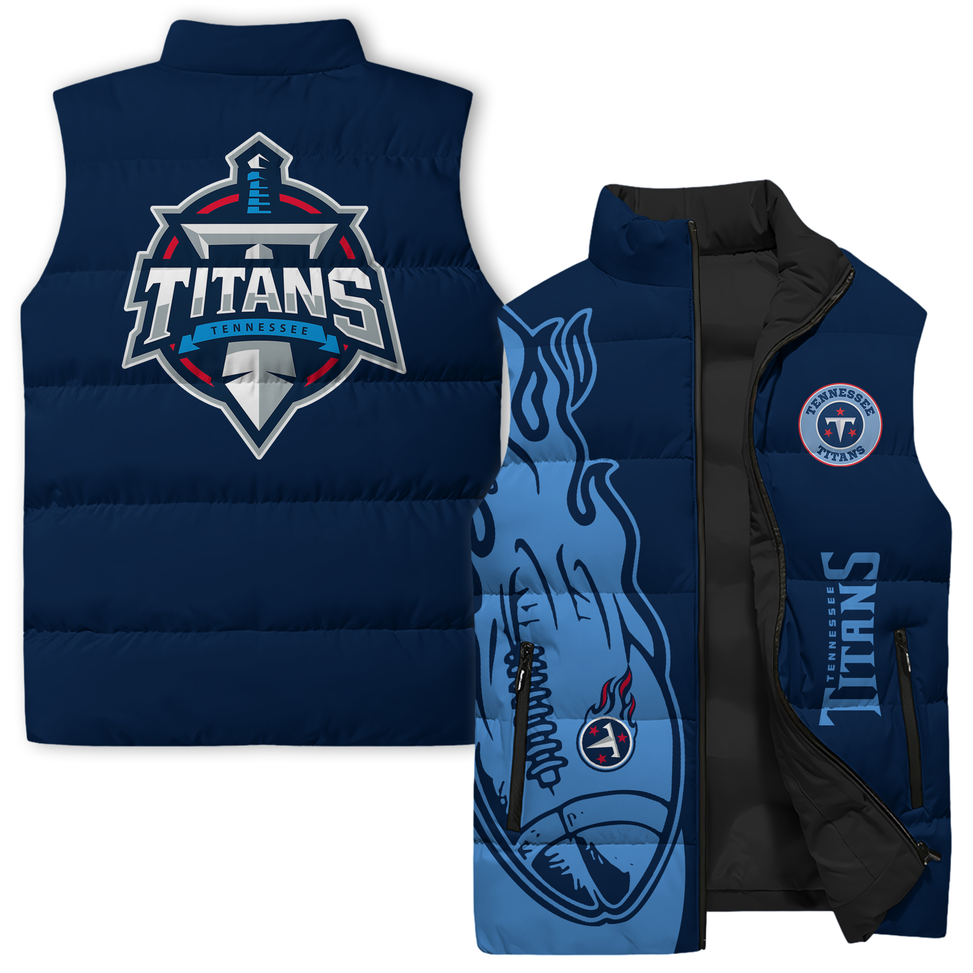 Tennessee Titans NFL Style Sleeveless Puffer Jacket For Fans