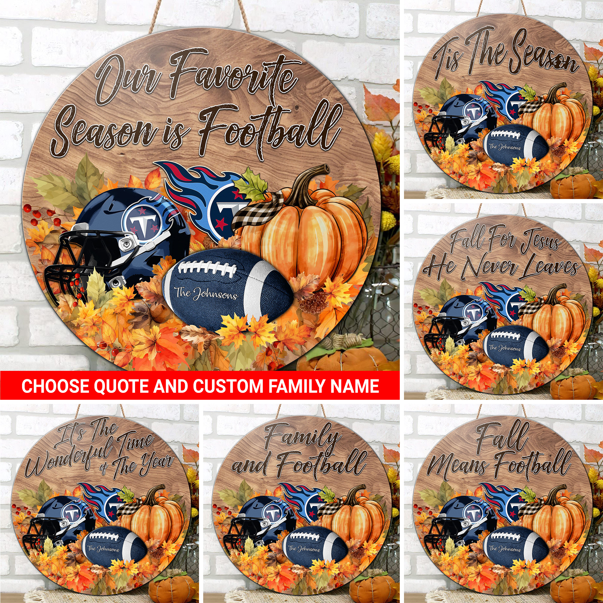 Tennessee Titans Shape Wooden Sign Custom Your Family Name And Choose Your Quotes, Sport Sign