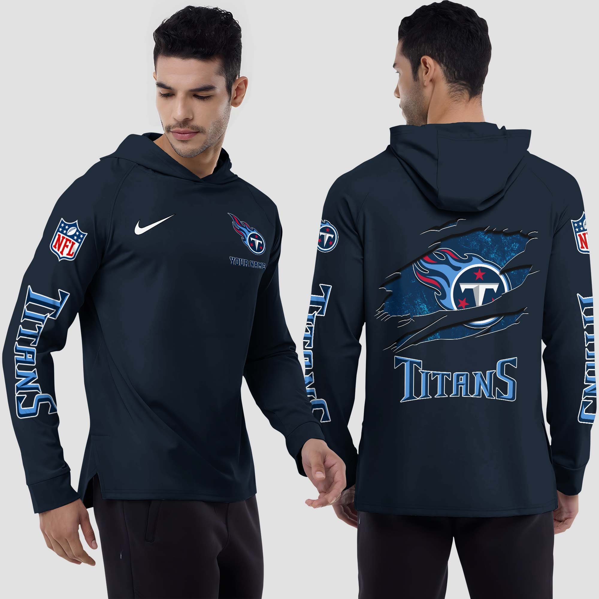 Tennessee Titans Split Hem Hoodie Custom Your Name, Sport Hoodie, Sport Gifts For Fan