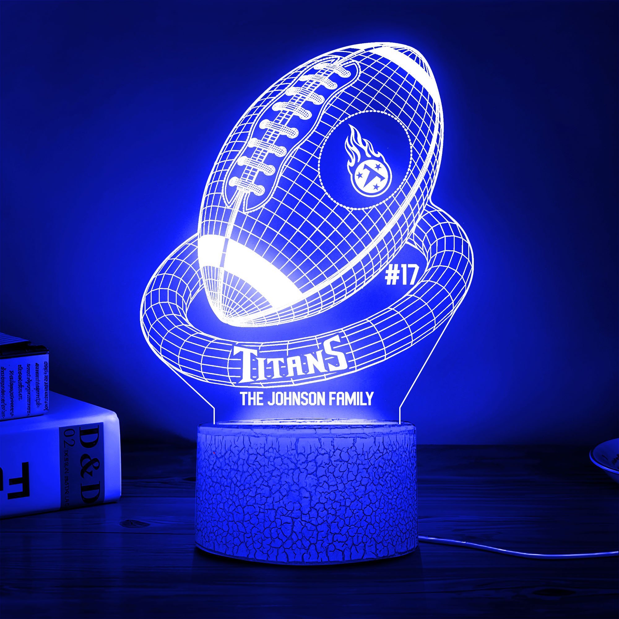 Tennessee Titans Sport Team 3D Led Lamps Custom Family Name And Number, Sport Gifts, Sport Home Decor 