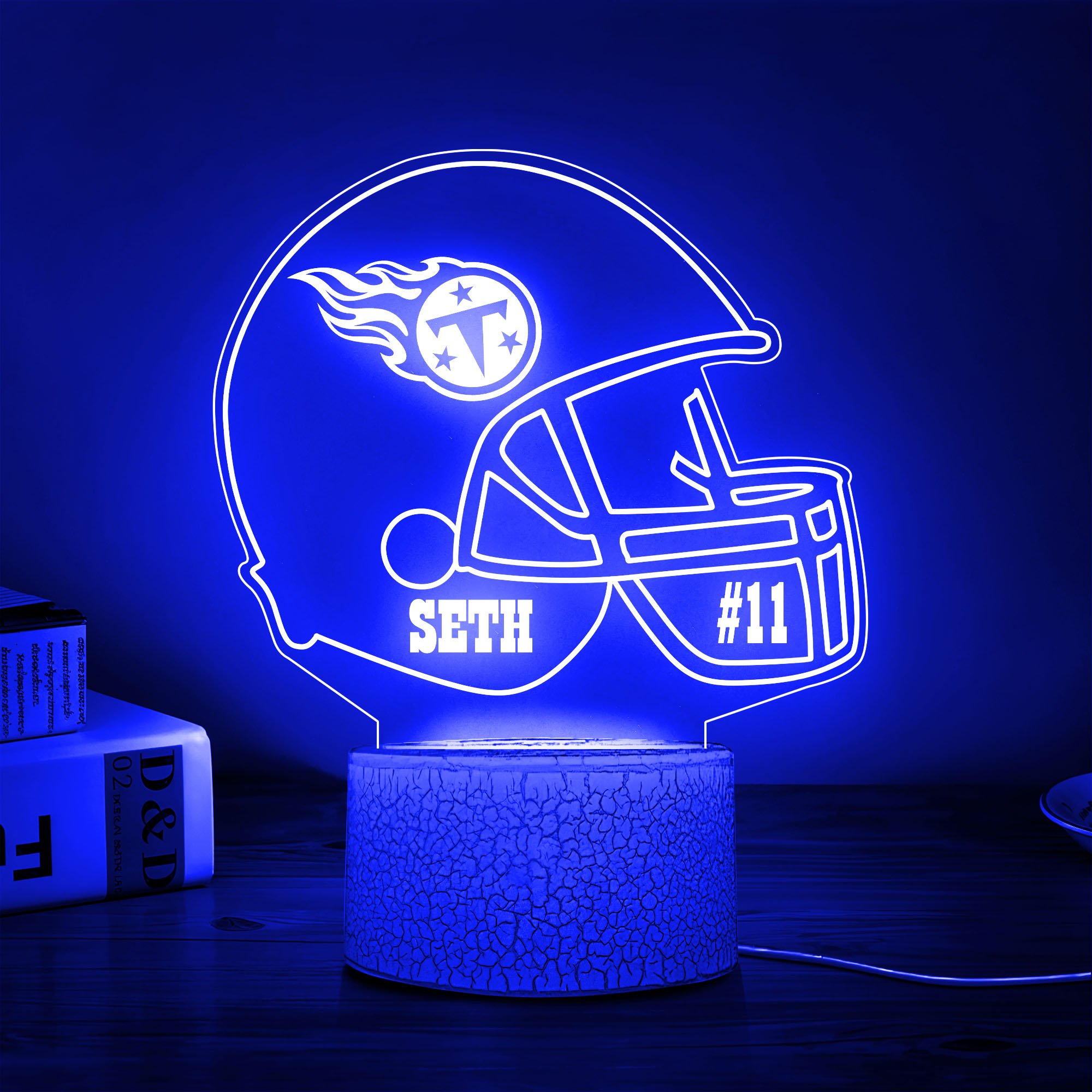 Tennessee Titans Team 3D Led Lamp Custom Number And Name, Led Lamp For Sport Fans 