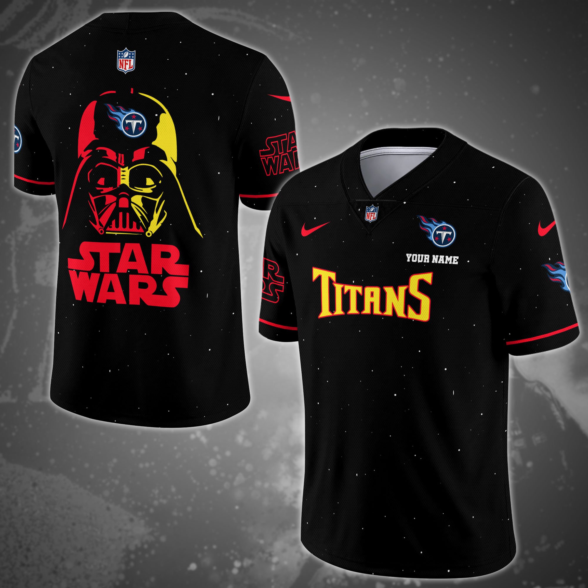 Tennessee Titans Team And Star Wars Vneck Football Jersey Custom Name, Sport Shirts, Sport Gifts