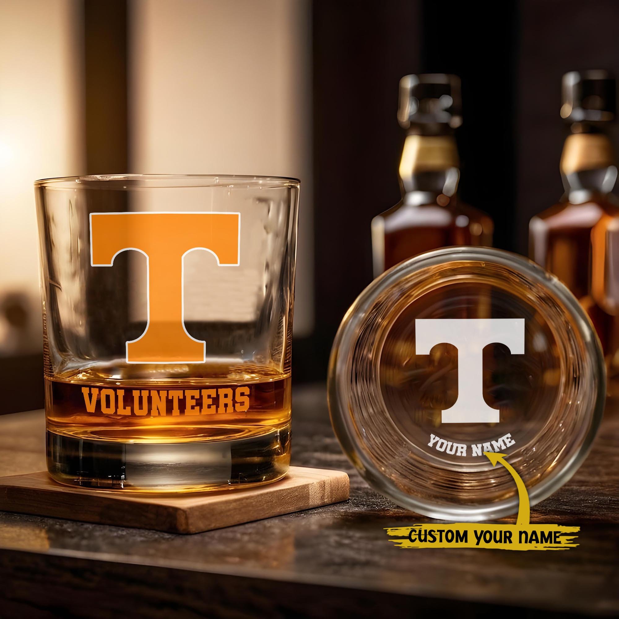 Tennessee Volunteers Engraved Whiskey Glass Custom Your Name, Groomsman 11Oz Whiskey Glass, Football Gift, Gifts For Dad
