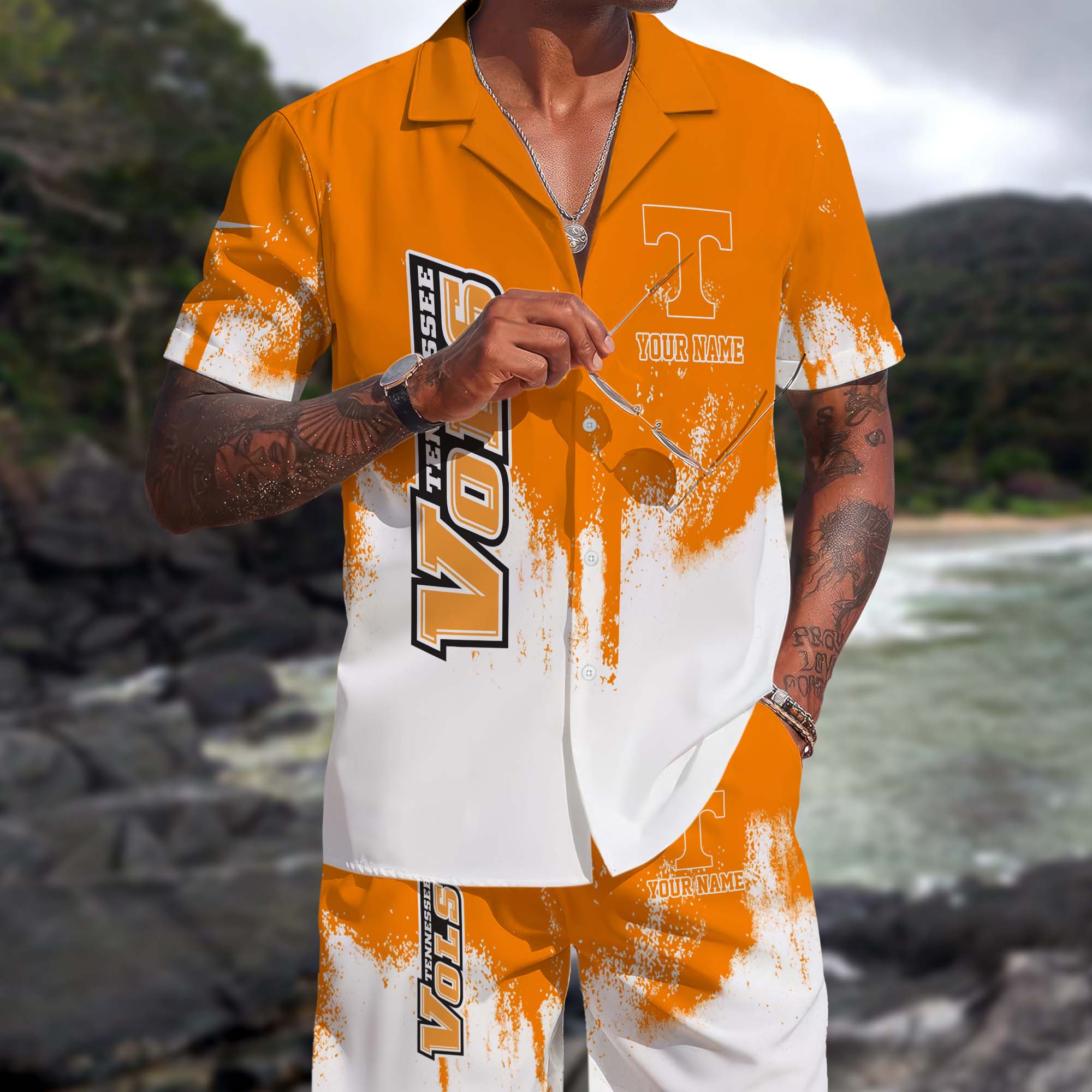 Tennessee Volunteers Hawaiian Shorts Set Custom You Name, Sports Shorts, Gifts For Fan