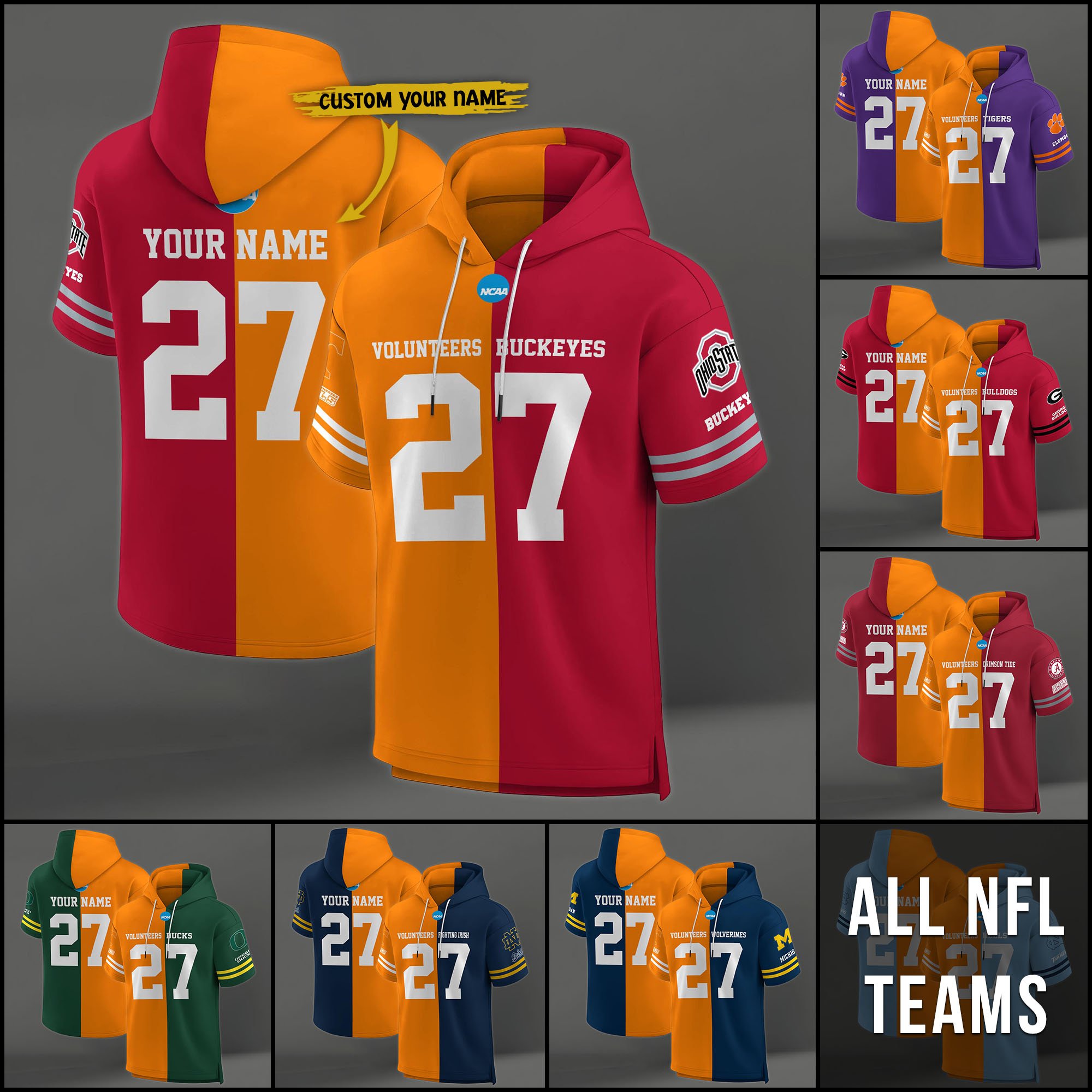 Tennessee Volunteers House Divided Hoodie Custom Name, Number And Team, Hoodie For Football Fans
