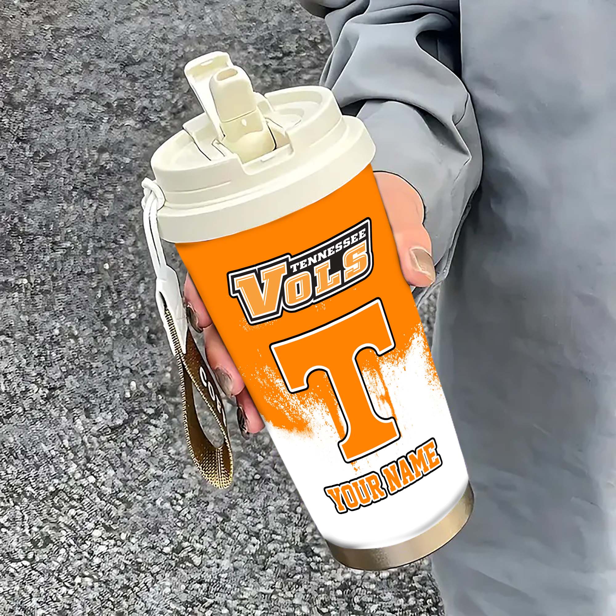 Tennessee Volunteers Insulated Coffee Mug With Straw And Lid, Portable Coffee Travel Mug For Car, Fan Gifts
