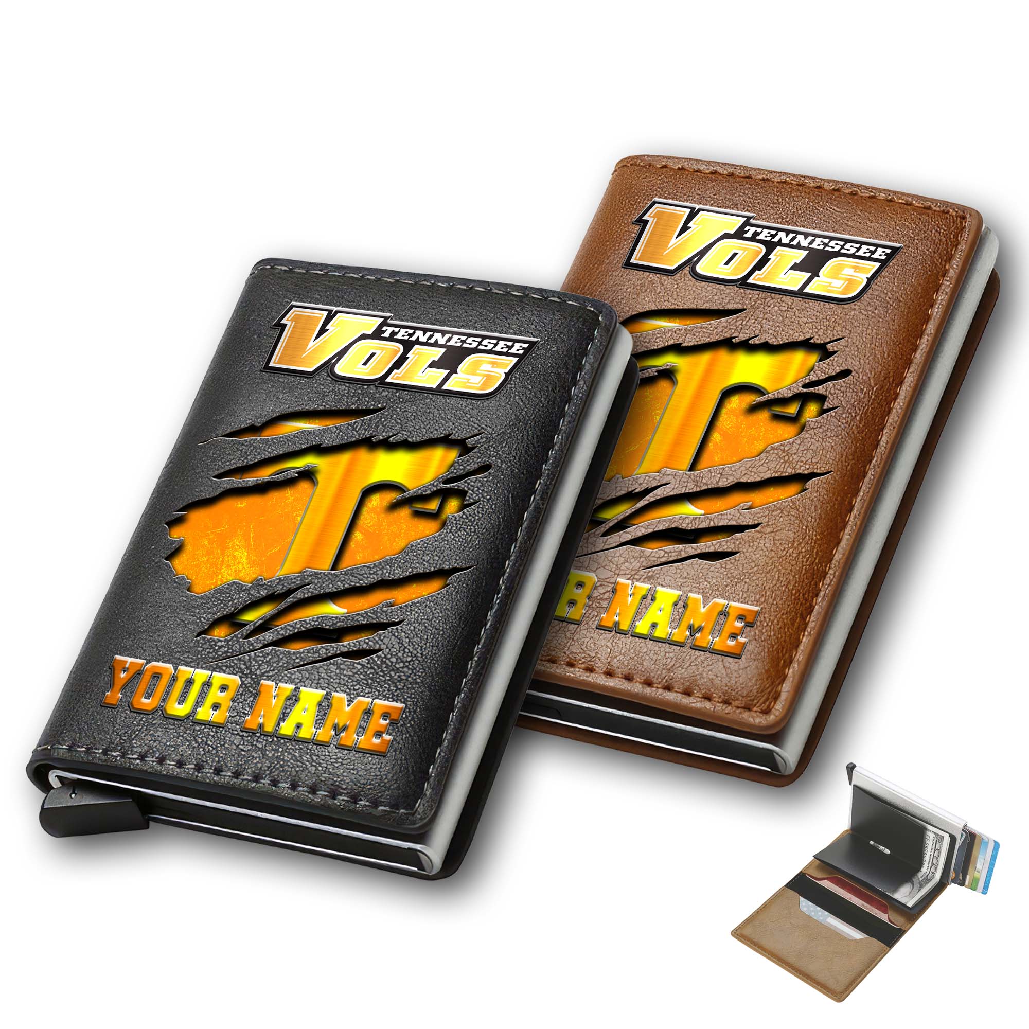 Tennessee Volunteers Men Wallet Custom Your Name, Football Team Men Wallet For Fans, Gifts For Football Lovers