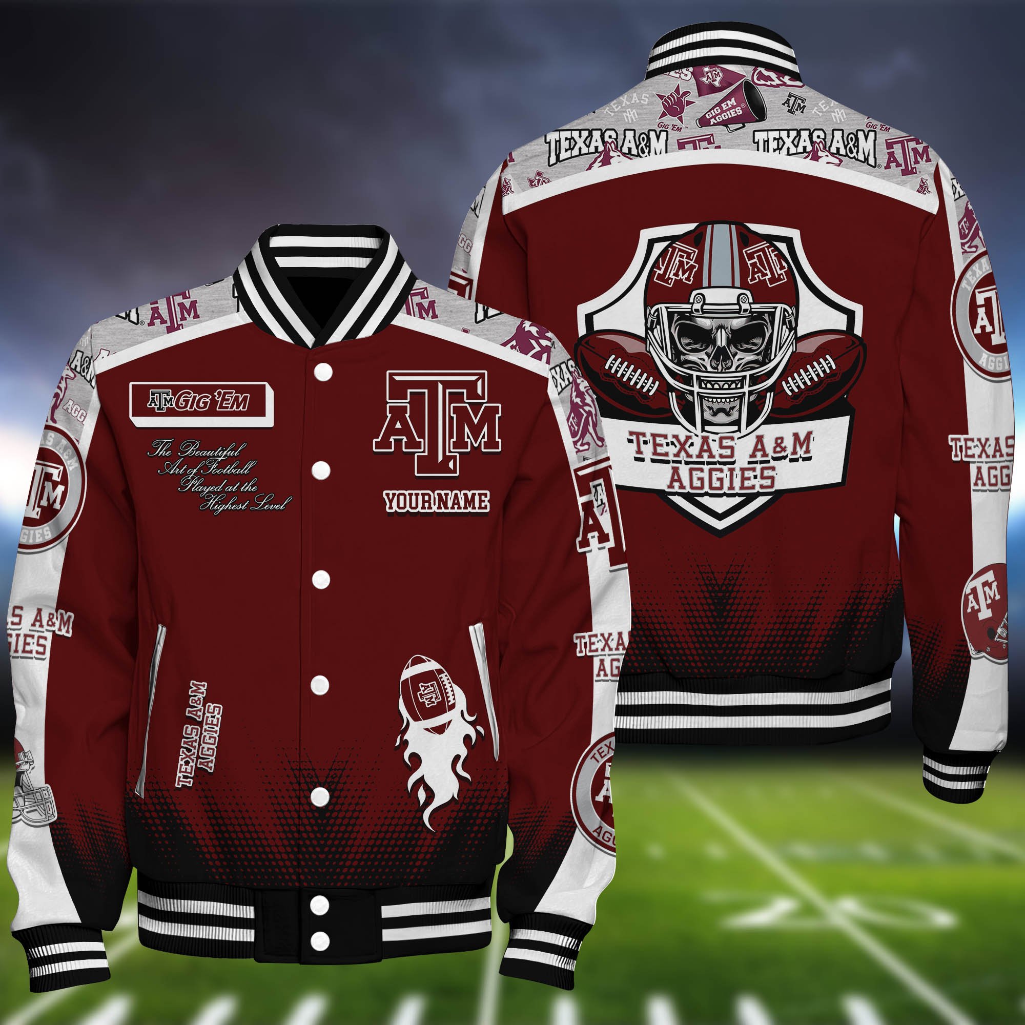 Texas A#038M Aggies Baseball Jacket Personalized Your Name, Jackets For Sport Fans 