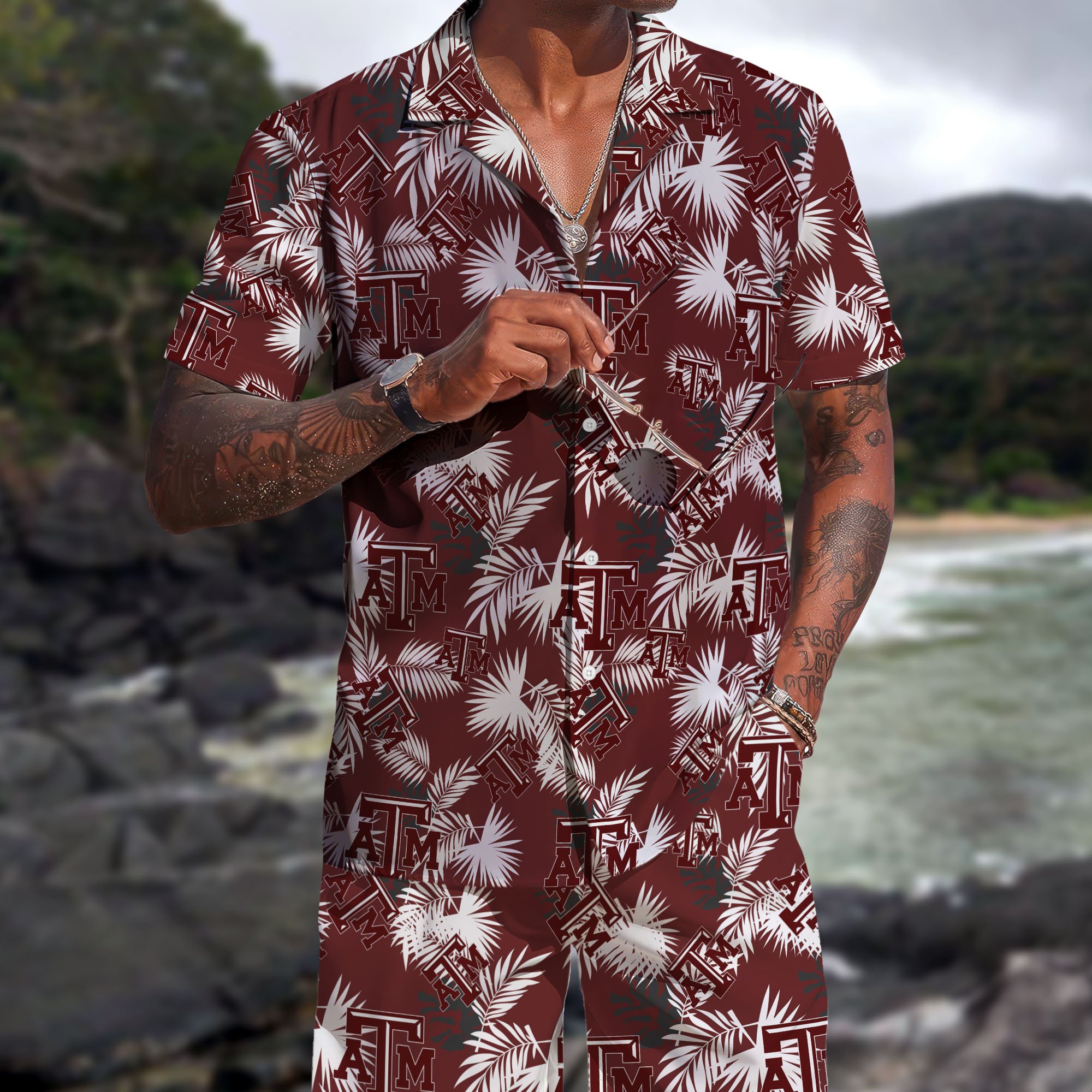 Texas A#038M Aggies Hawaiian Shorts Set 2025 Version, Hawaiian Shirts, Sports Shorts, Gifts For Fan
