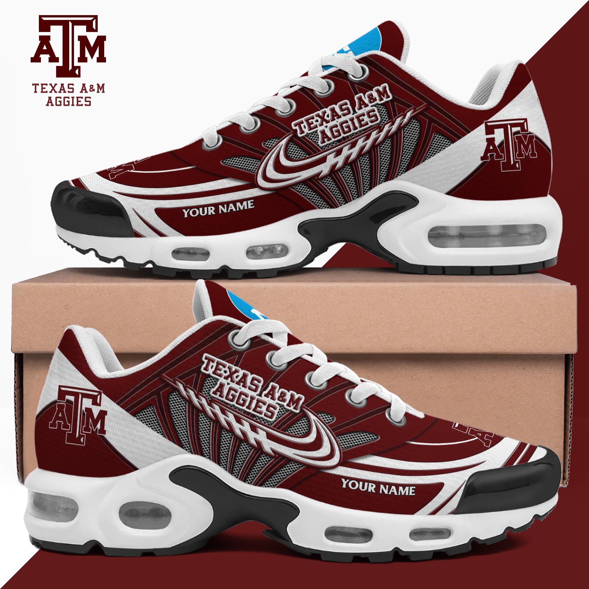 Texas A#038M Aggies TN Shoes 2025 Version Custom Your Name, Shoes For Sport Fans, Gift For Fans