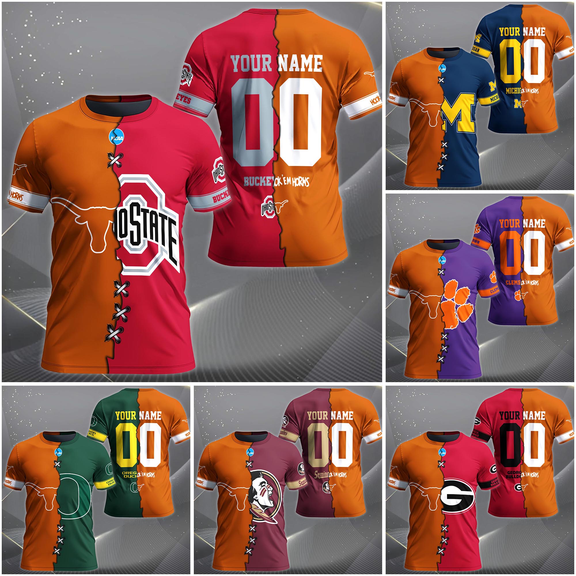 Texas Longhorns House Divided T-Shirt Custom Name 2025 Version, Year And Team, Sport Shirts For Fan