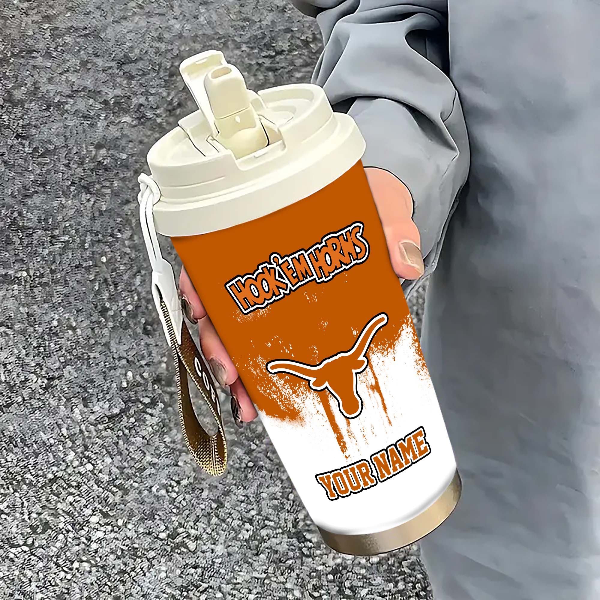 Texas Longhorns Insulated Coffee Mug With Straw And Lid, Portable Coffee Travel Mug For Car, Fan Gifts