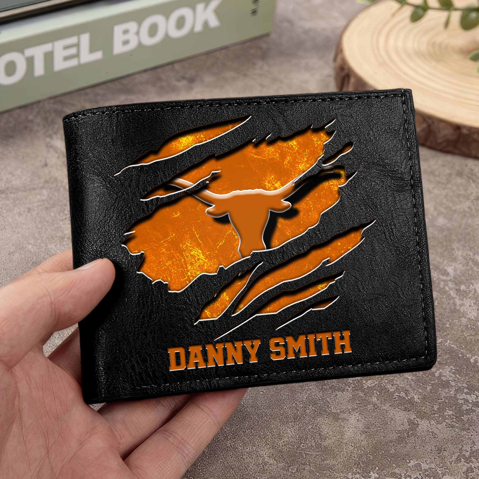 Texas Longhorns Men Wallet Custom Your Name, Football Team Men Wallet For Fans, Gifts For Football Lovers