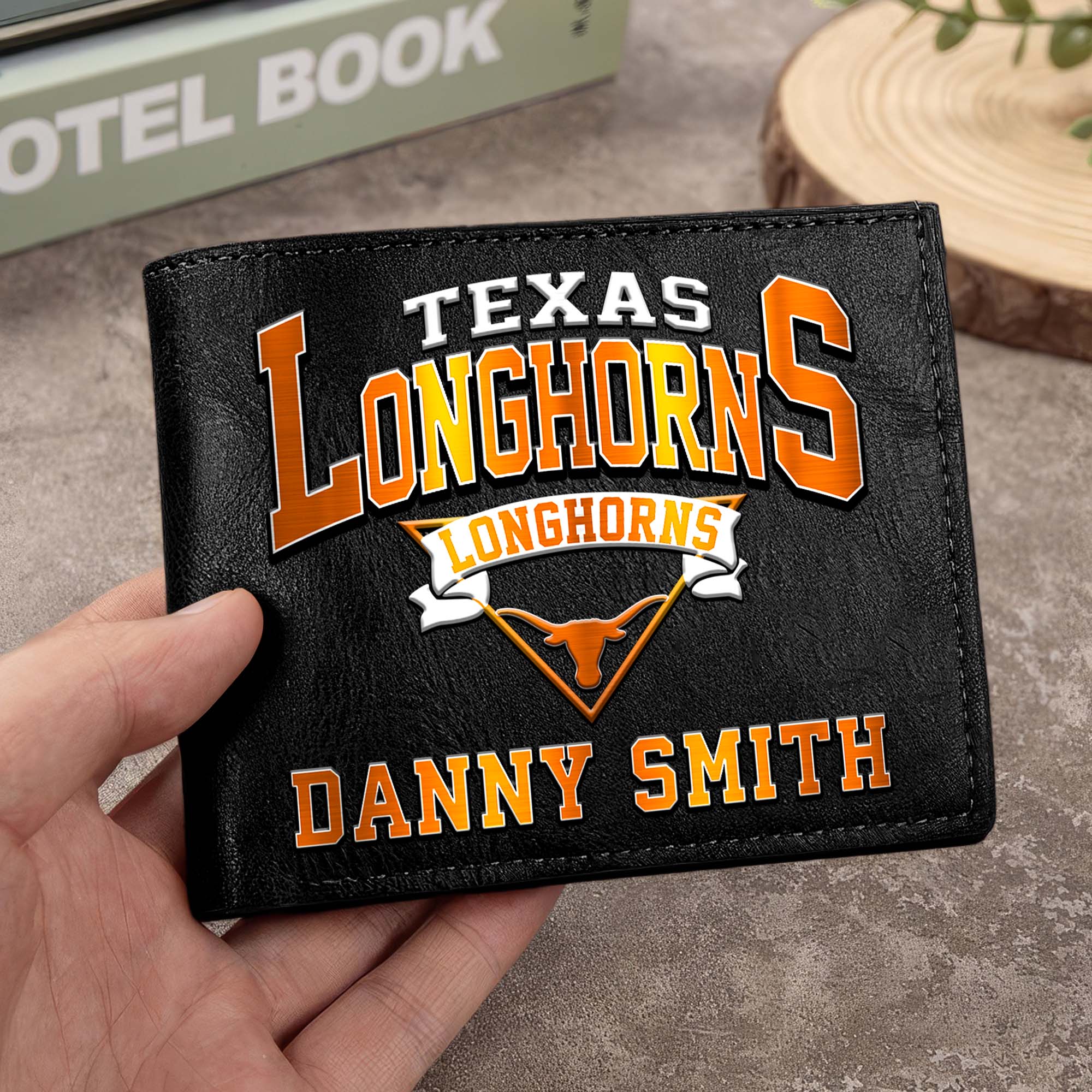 Texas Longhorns Men Wallet Custom Your Name, Football Team Men Wallet For Fans, Gifts For Football Lovers