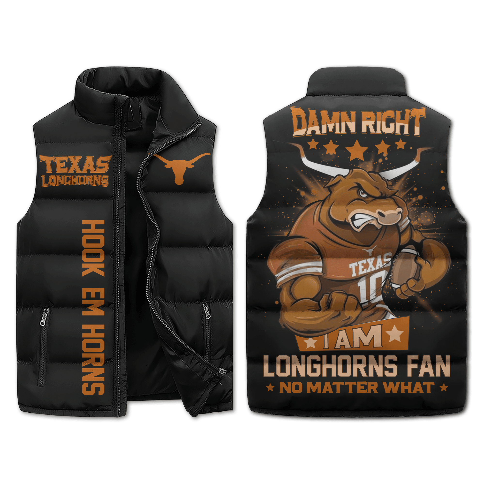 Texas Longhorns NCAA Sleeveless Puffer Jacket