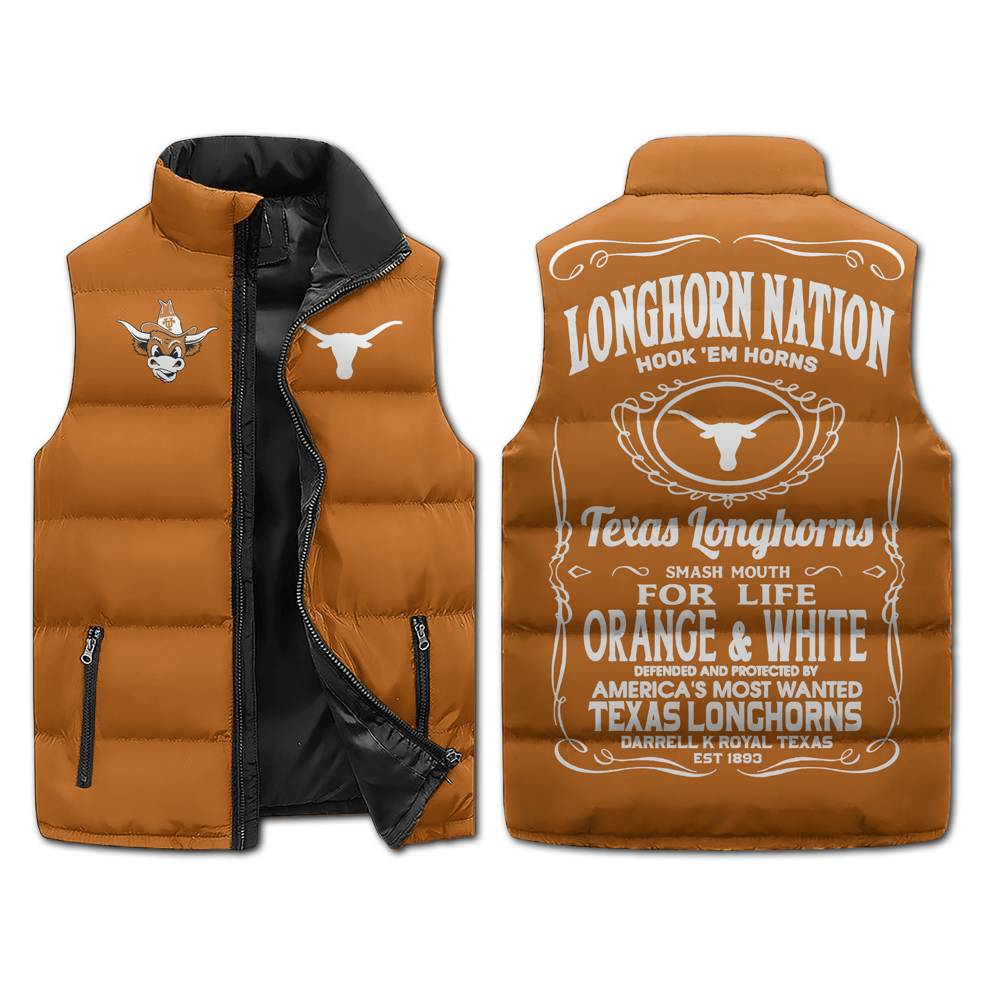 Texas Longhorns NCAA Sleeveless Puffer Jacket