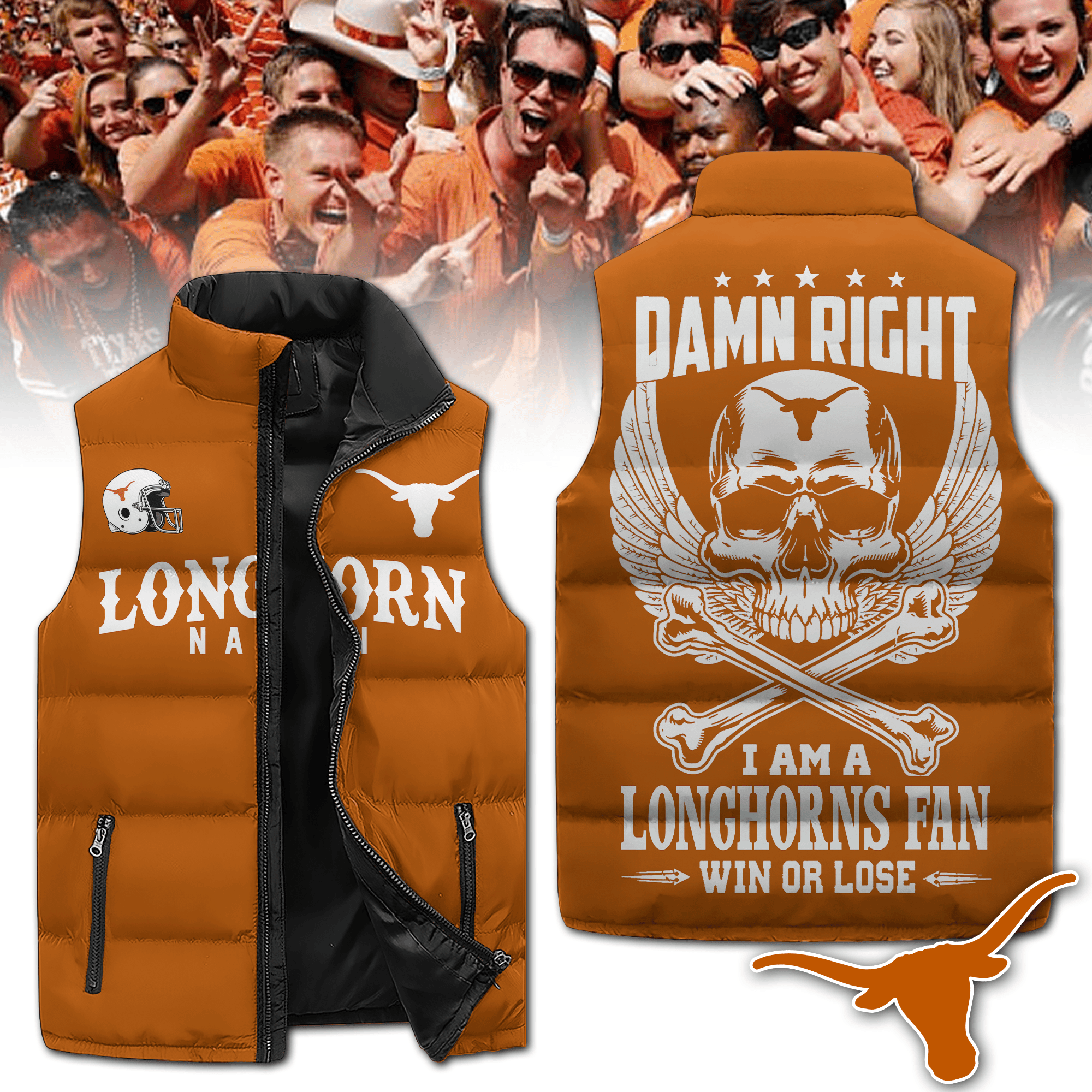 Texas Longhorns NCAA Sleeveless Puffer Jacket