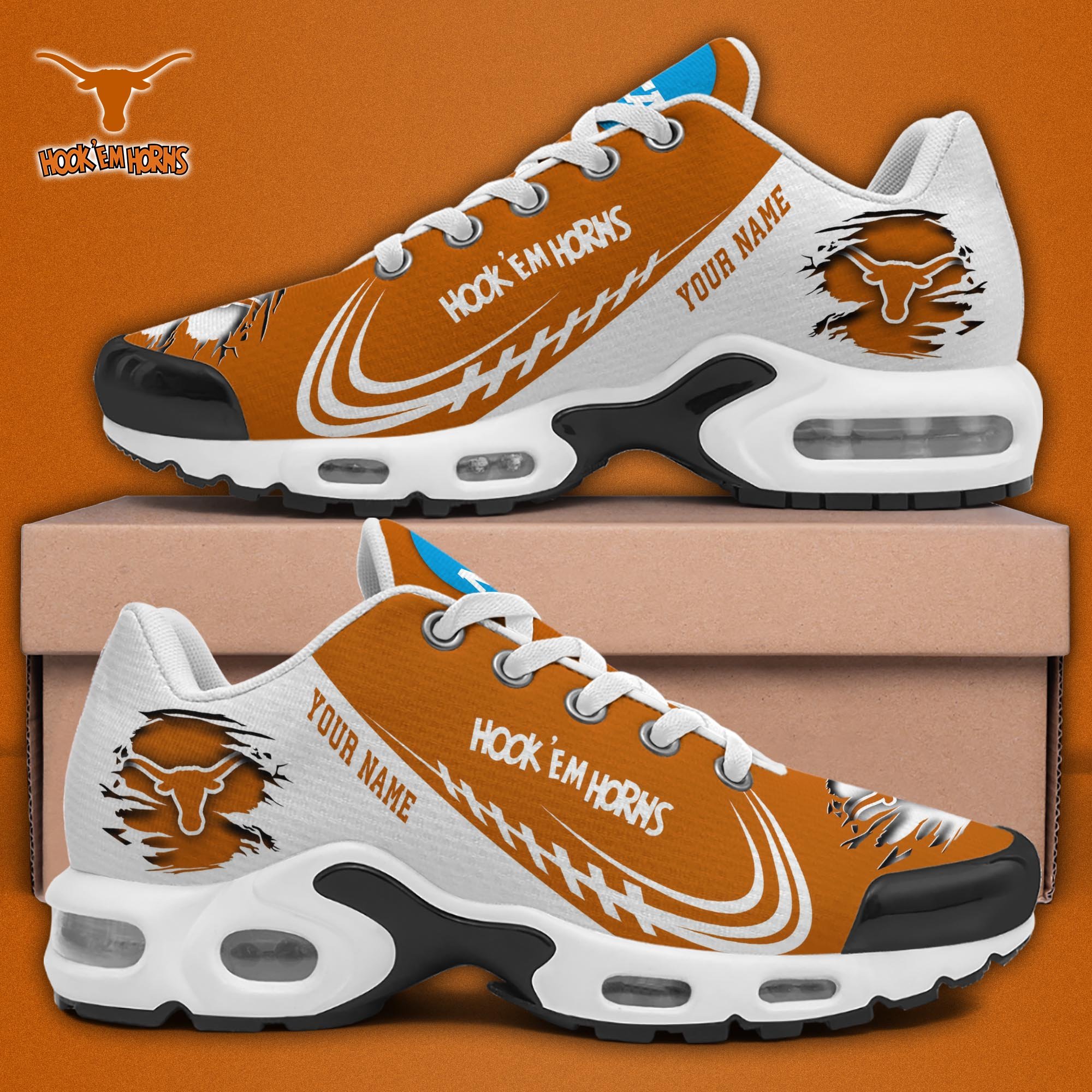 Texas Longhorns TN Shoes 2025 Version Custom Name, Sport Shoes For Fan, Fan Gifts