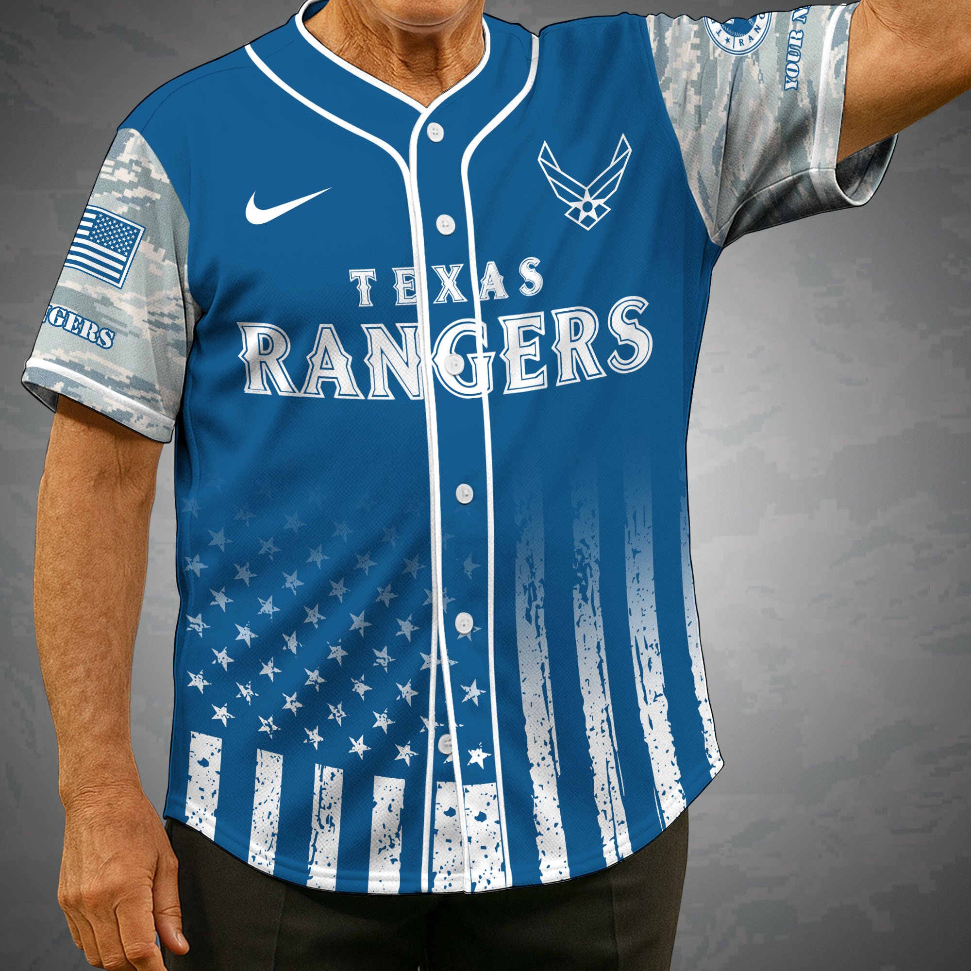 Texas Rangers Camouflage Baseball Shirt Custom Name, Sport Team Shirt, Sport Gifts