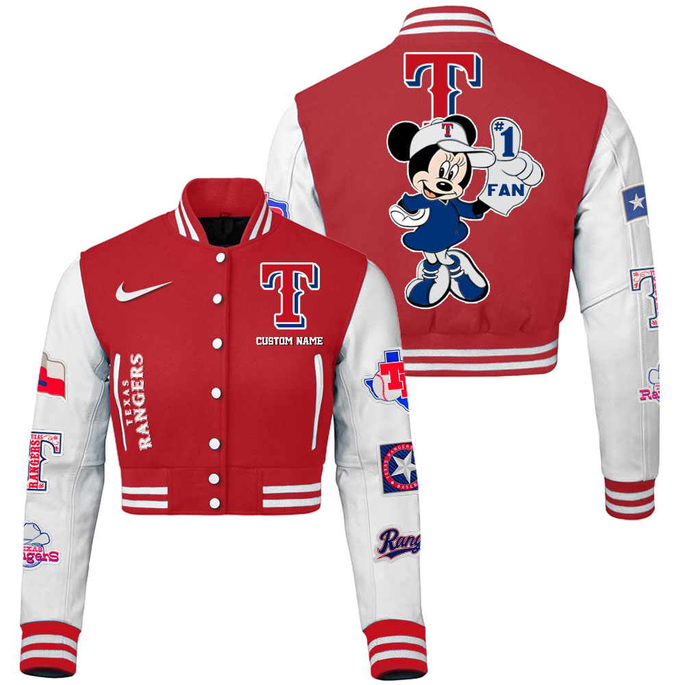 Texas Rangers MLB Style Cropped Baseball Jacket For Fans