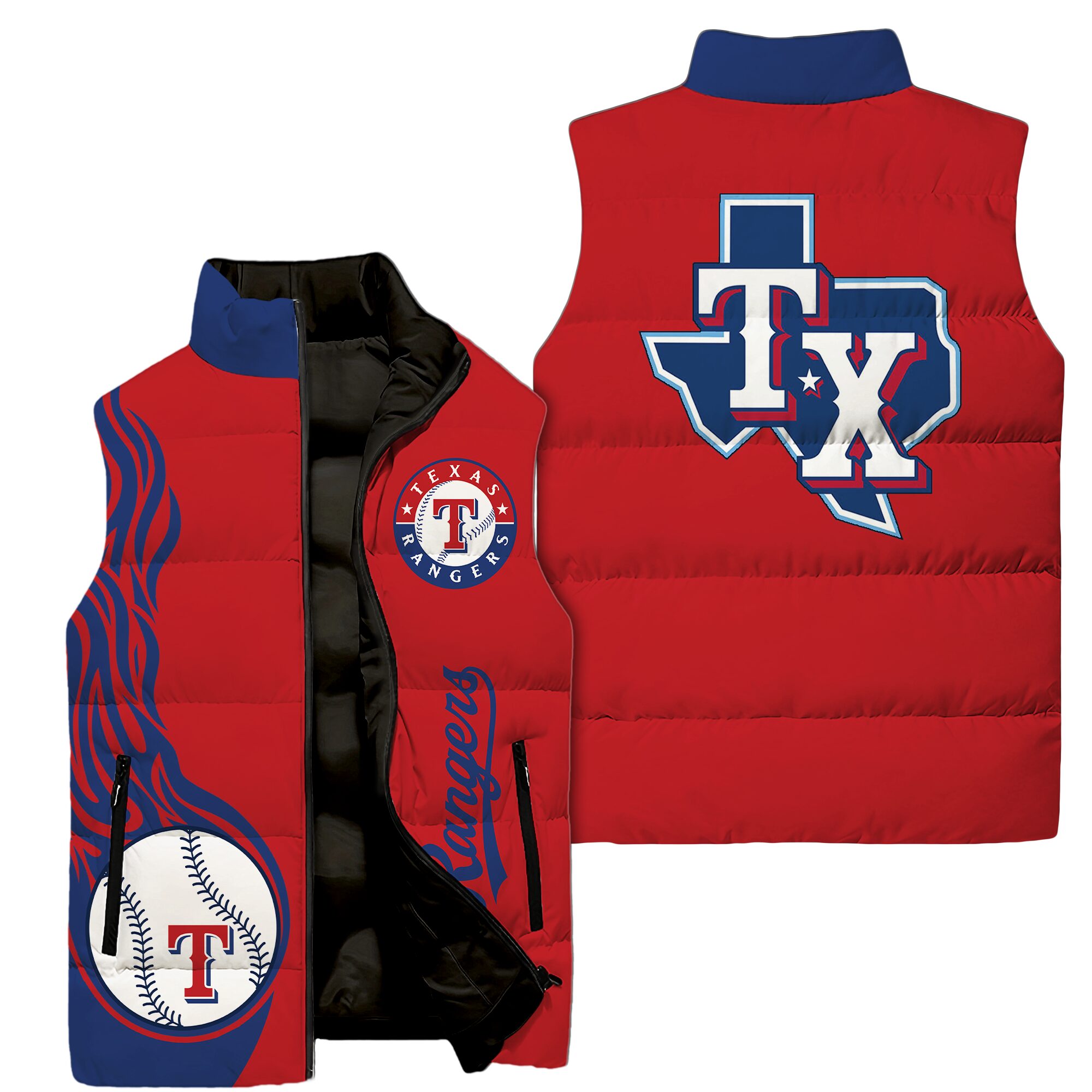 Texas Rangers MLB Style Sleeveless Puffer Jacket For Fans