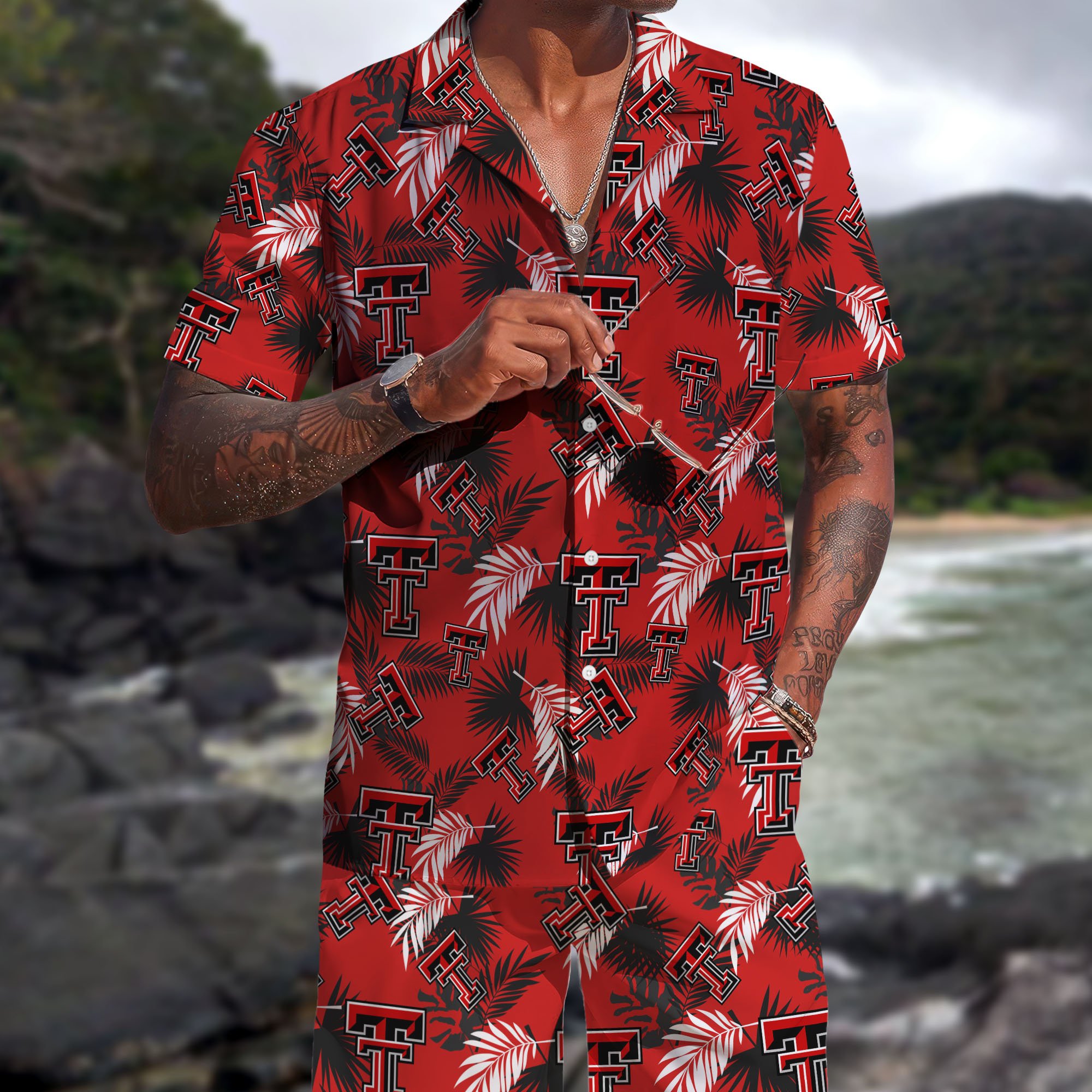 Texas Tech Red Raiders Hawaiian Shorts Set 2025 Version, Hawaiian Shirts, Sports Shorts, Gifts For Fan