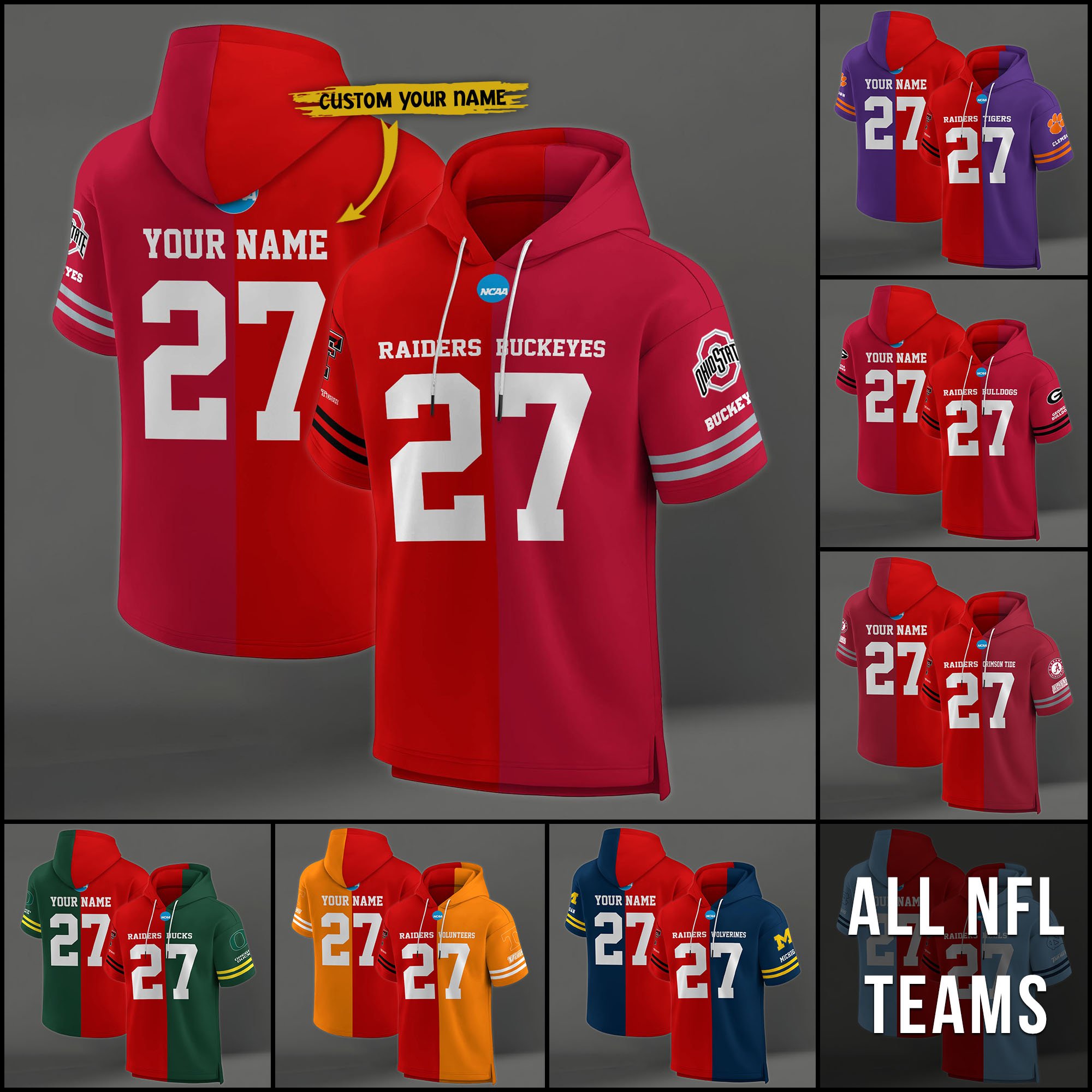 Texas Tech Red Raiders House Divided Hoodie Custom Name, Number And Team, Hoodie For Football Fans