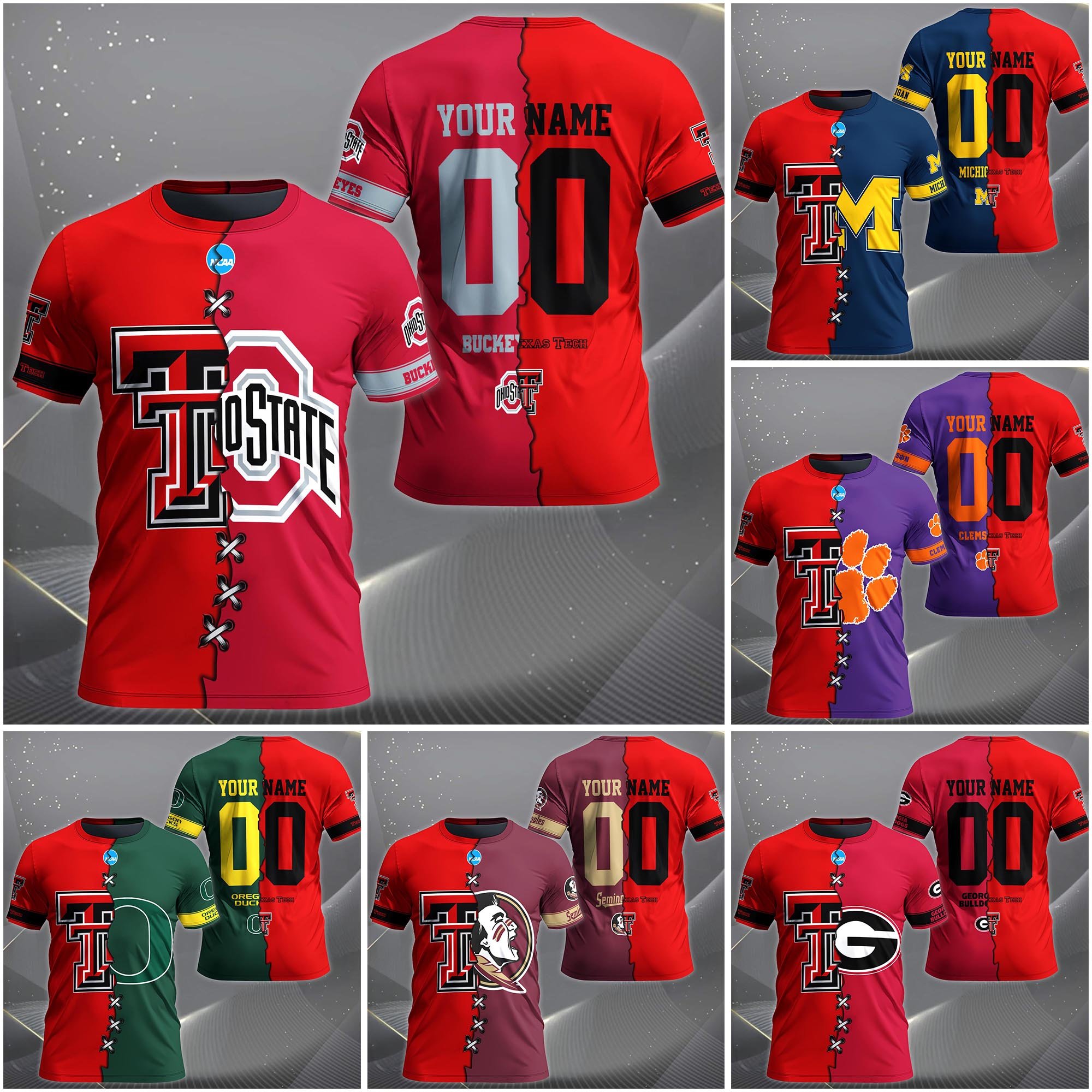 Texas Tech Red Raiders House Divided T-Shirt Custom Name 2025 Version, Year And Team, Sport Shirts For Fan