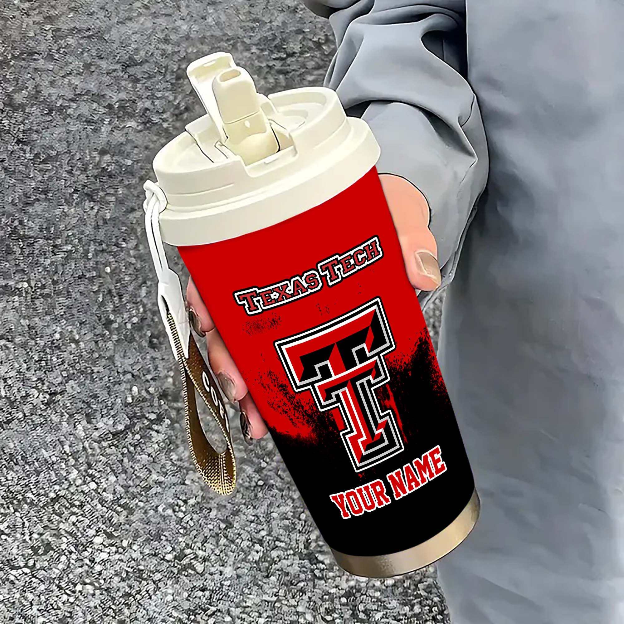 Texas Tech Red Raiders Insulated Coffee Mug With Straw And Lid, Portable Coffee Travel Mug For Car, Fan Gifts