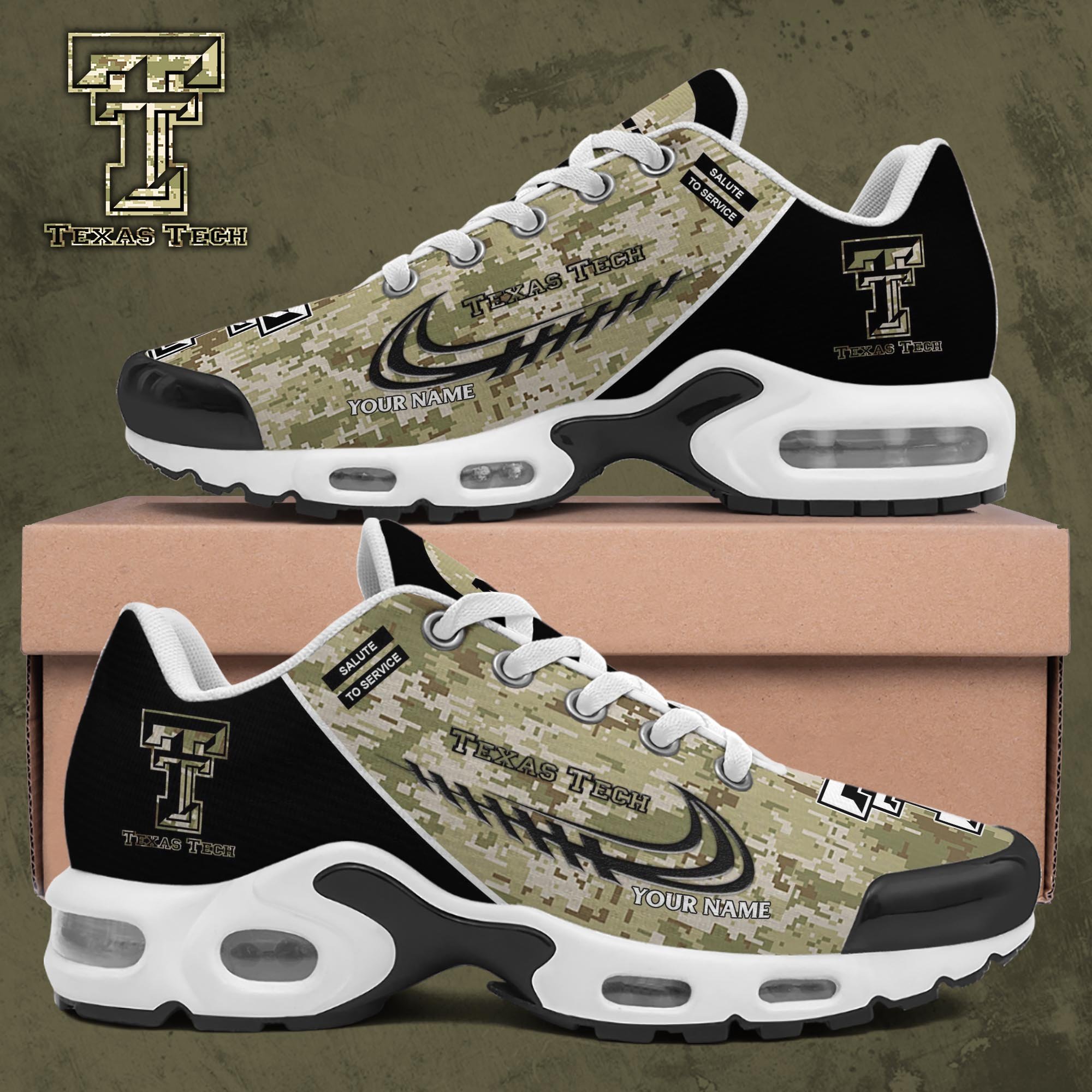 Texas Tech Red Raiders TN Shoes 2025 Version Custom Name, Camouflage Shoes, Gifts For Football Lovers