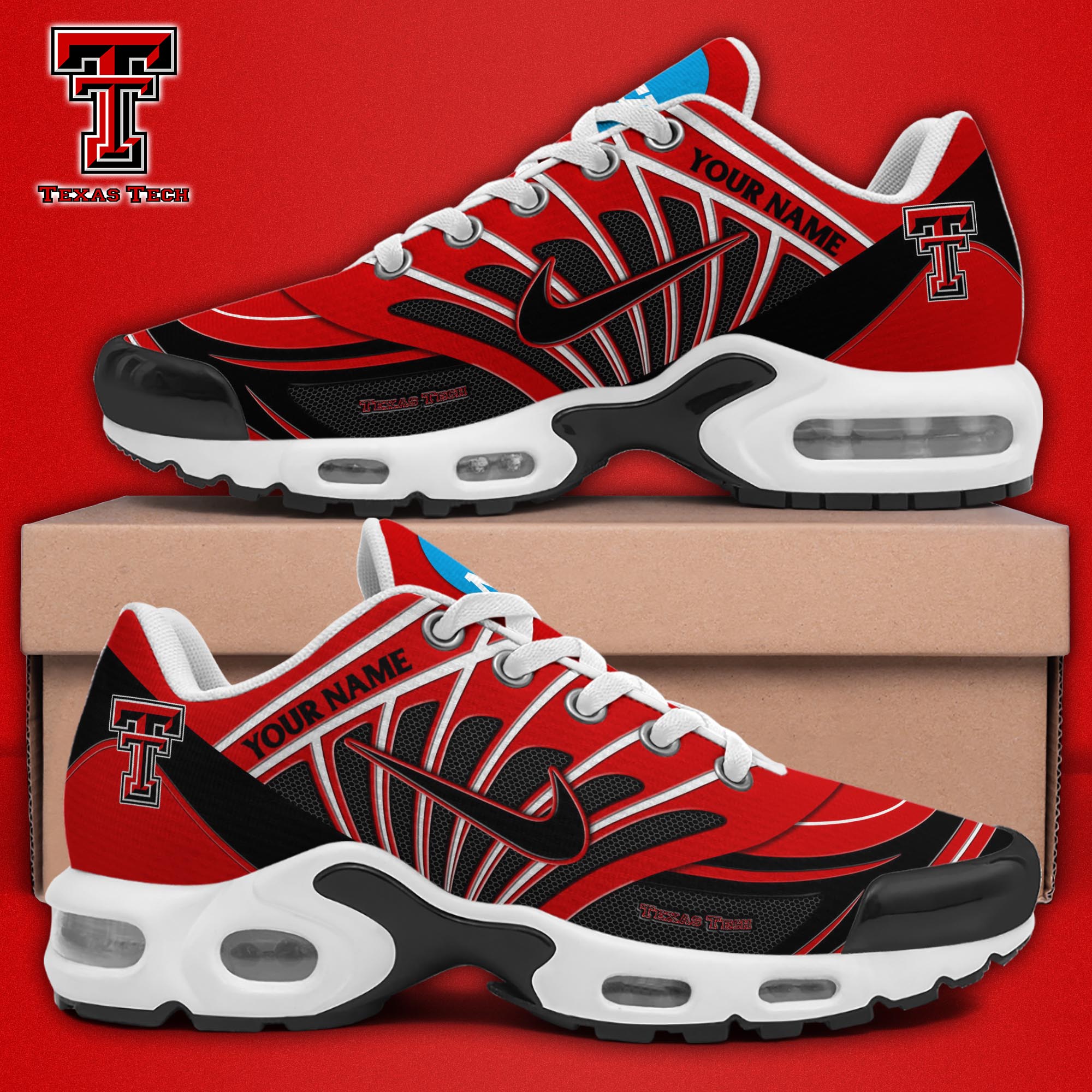 Texas Tech Red Raiders TN Shoes 2025 Version Custom Name, Sport Shoes For Fan, Fan Gifts
