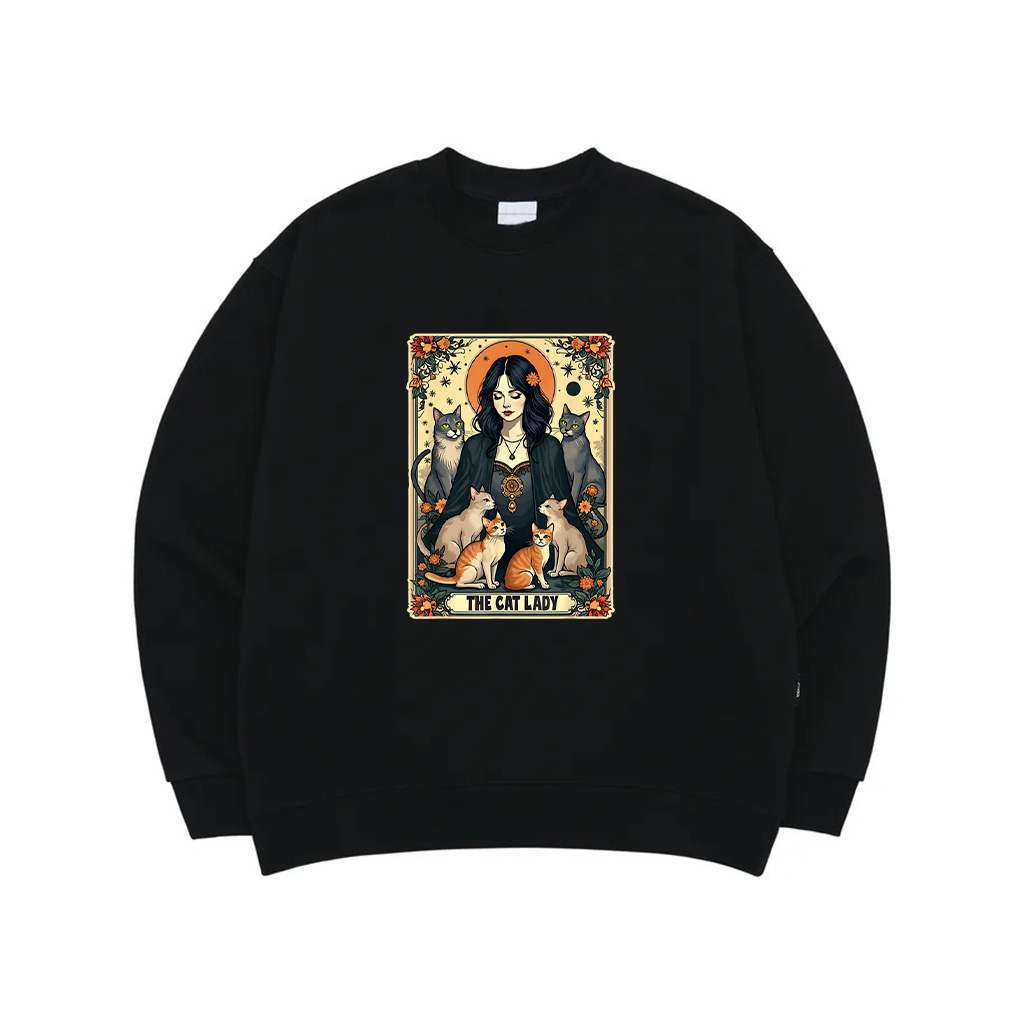 The Cat Lady Tarot Card Shirt Women Witchy Gothic Cat Mom Sweatshirt