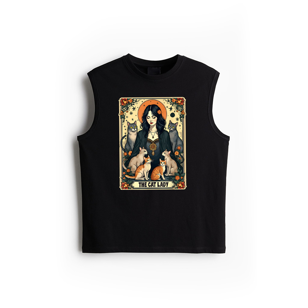 The Cat Lady Tarot Card Shirt Women Witchy Gothic Cat Mom Tank Top