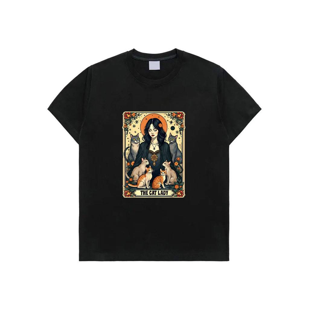 The Cat Lady Tarot Card Shirt Women Witchy Gothic Cat Mom T-Shirt