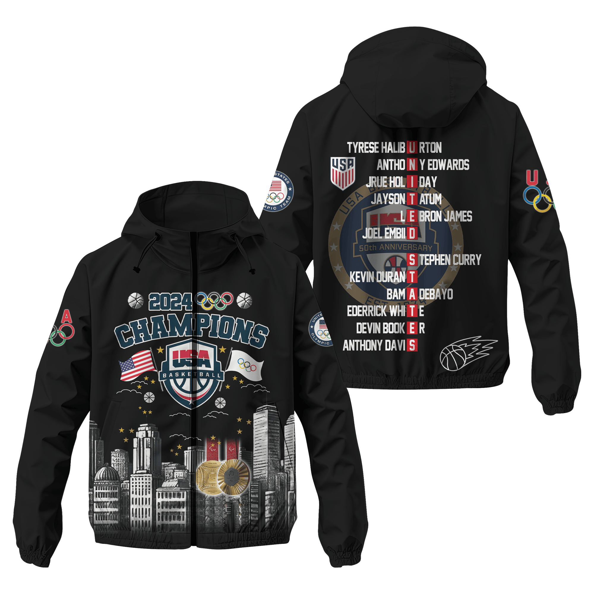 The Champions In Olympics Paris 2024 Olympic Style Windbreaker Jacket